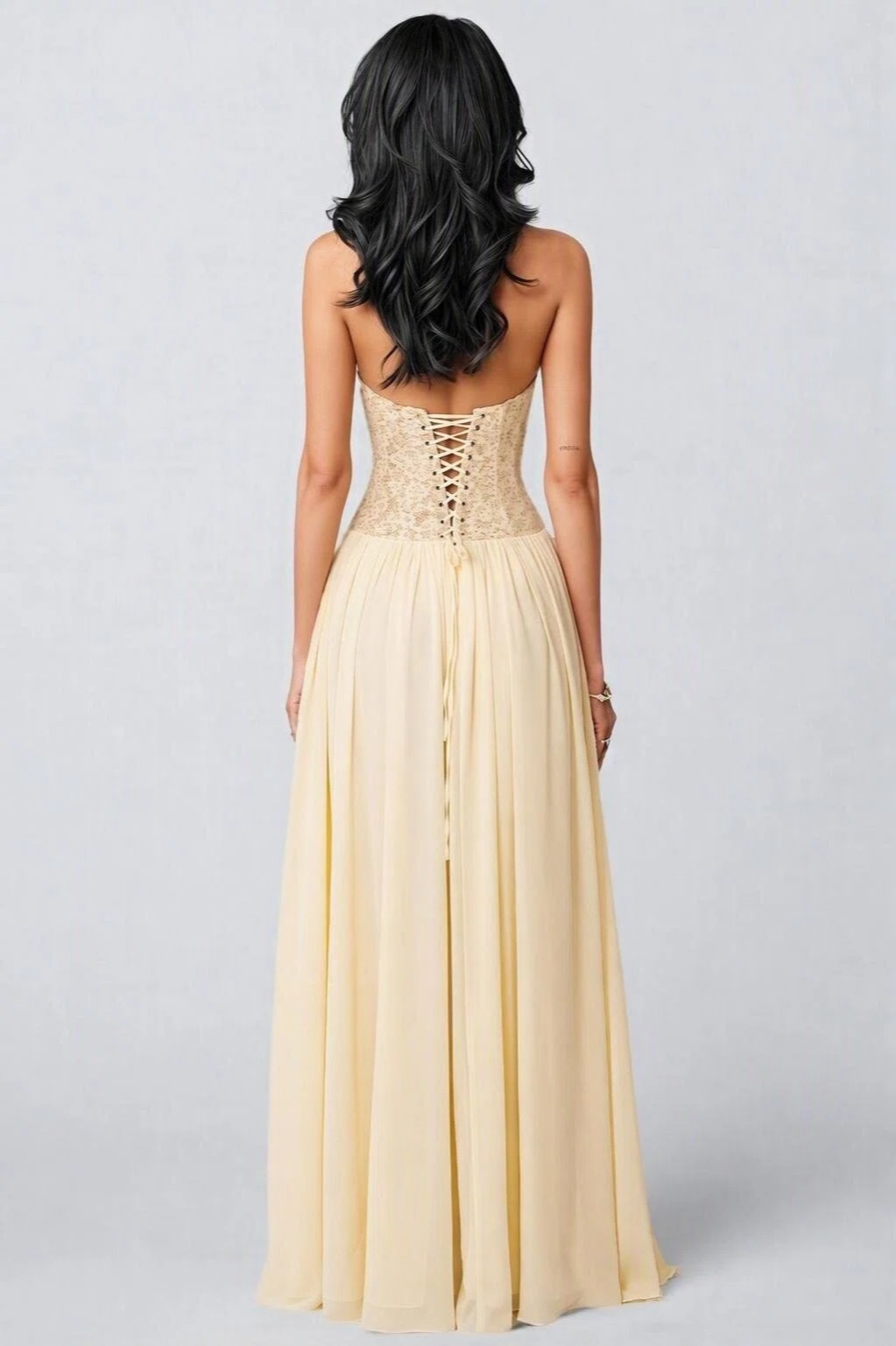 Medisan Yellow Halter Neck Lace Maxi Dress