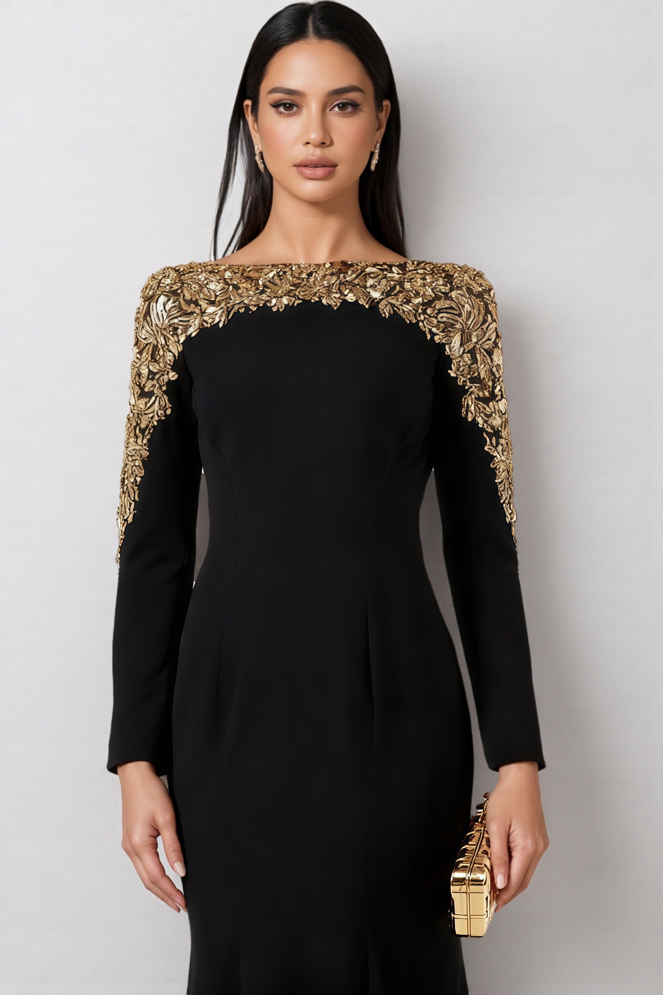 Sibyl Black Long Sleeve Sequin Maxi Dress