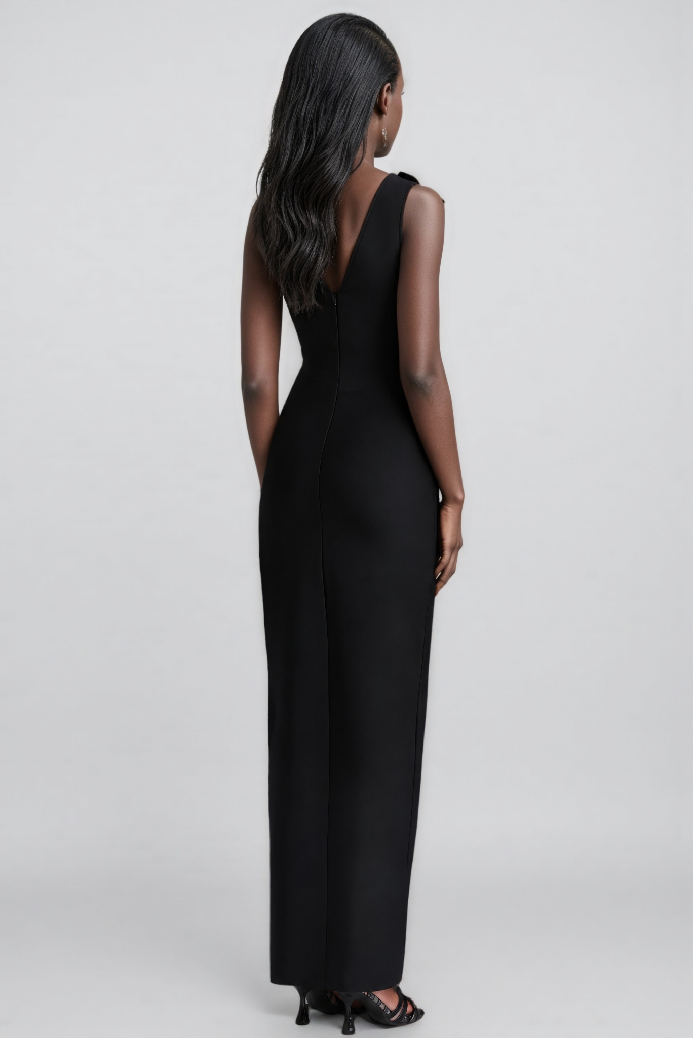 Caniel Black 3D Floral Slit Bandage Maxi Dress
