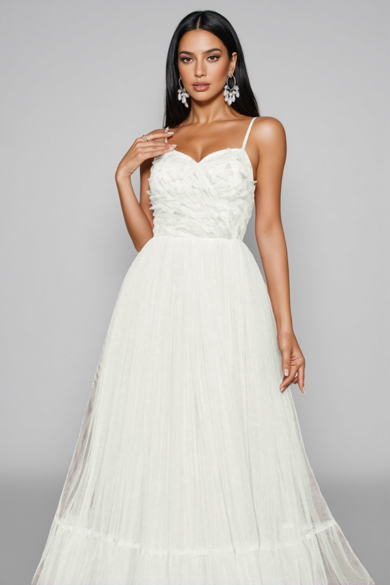 Cosima White Halter Mesh Maxi Dress