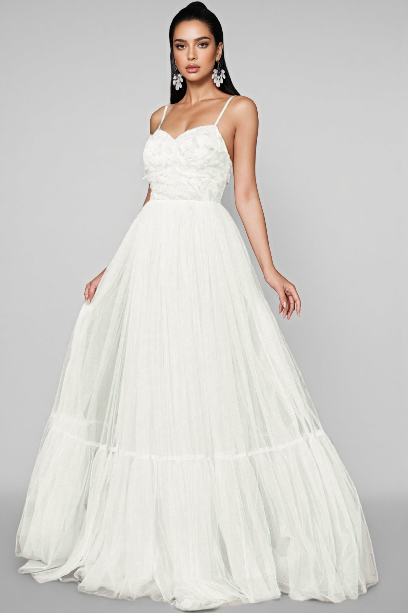 Cosima White Halter Mesh Maxi Dress