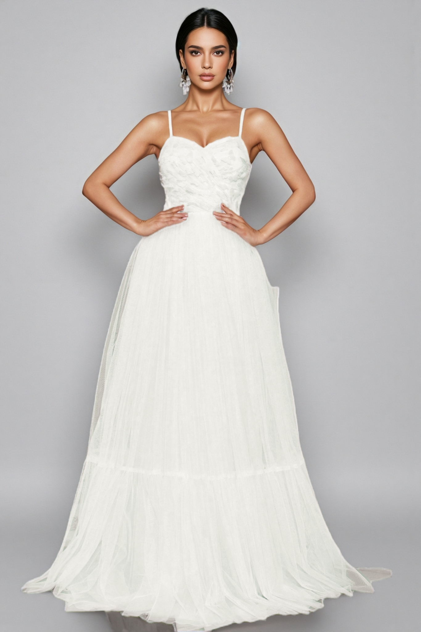 Cosima White Halter Mesh Maxi Dress