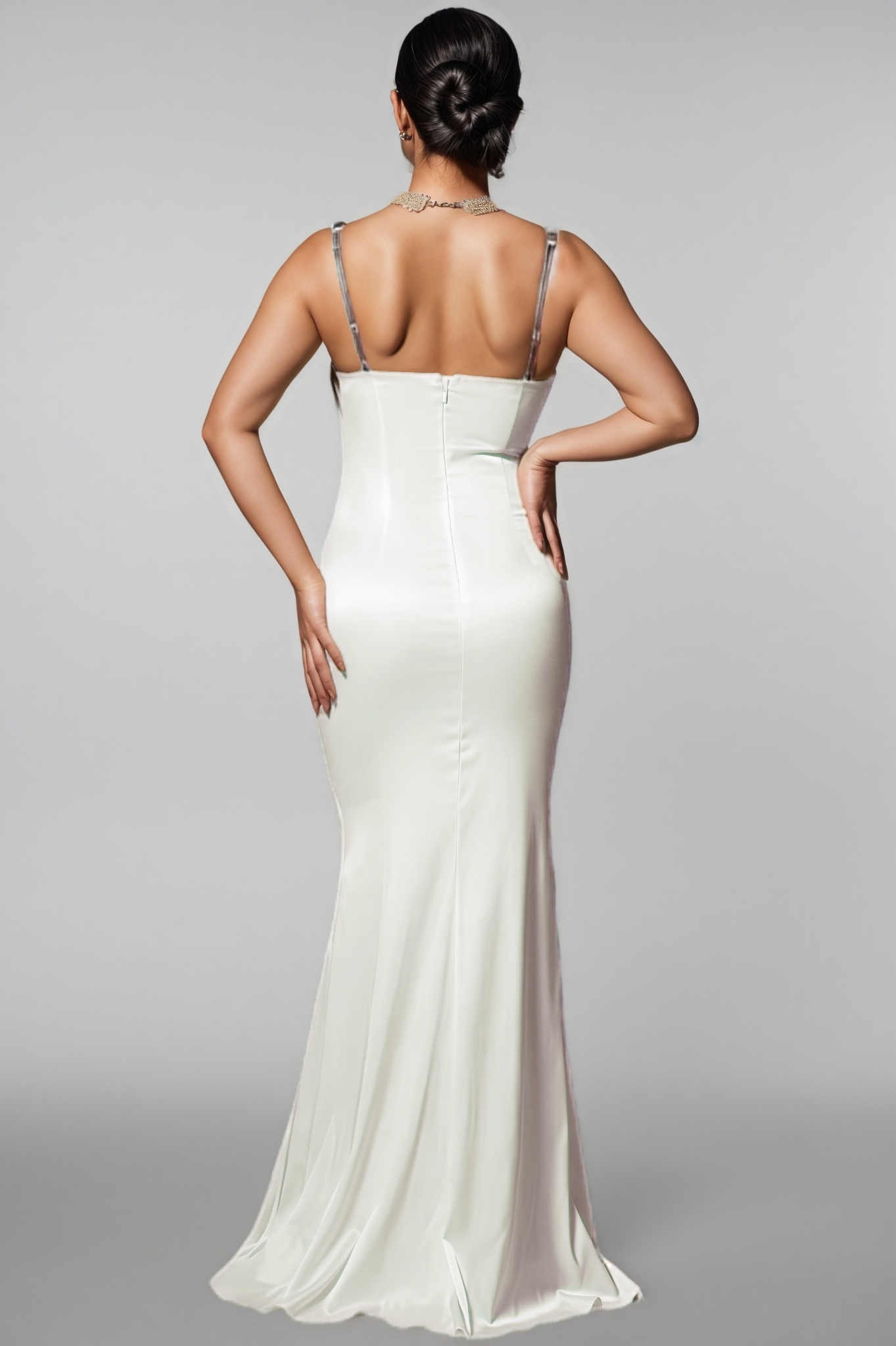 Quentin Plunge Neck Satin Maxi Dress