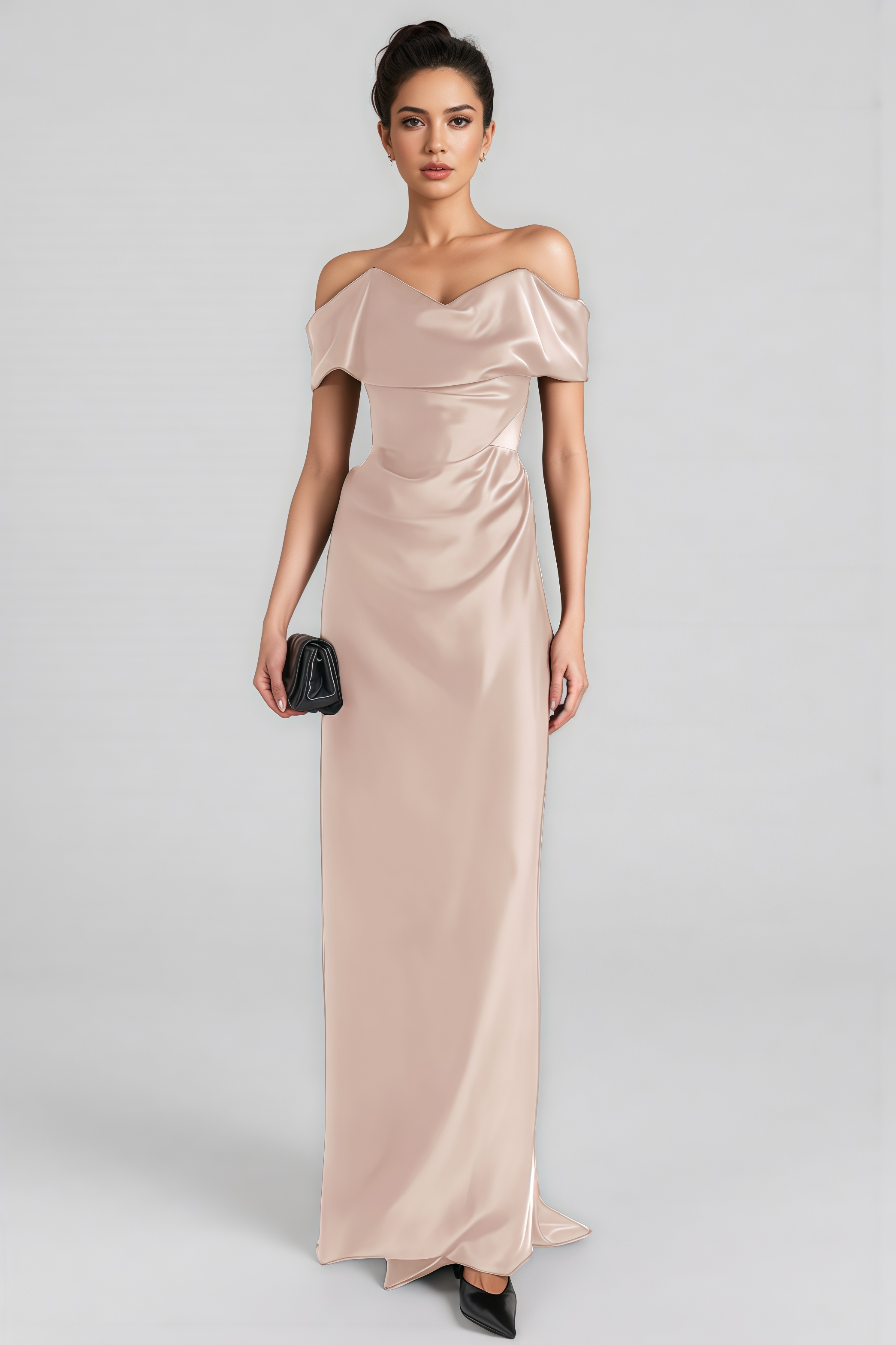 Eda Pink Off-Shoulder Solid Maxi Dress