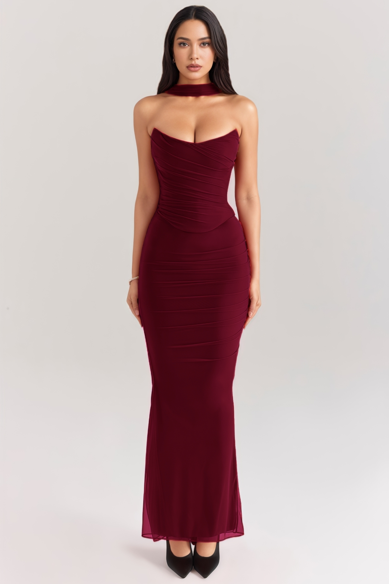 Kaelnt Red Halter Maxi Dress Set