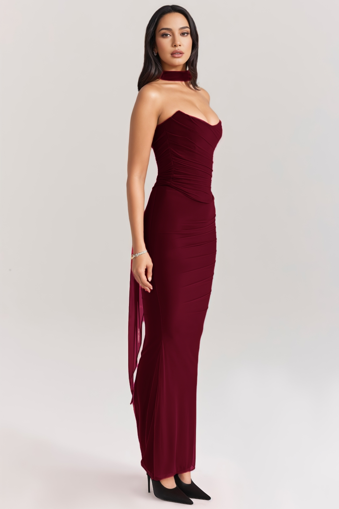Kaelnt Red Halter Maxi Dress Set