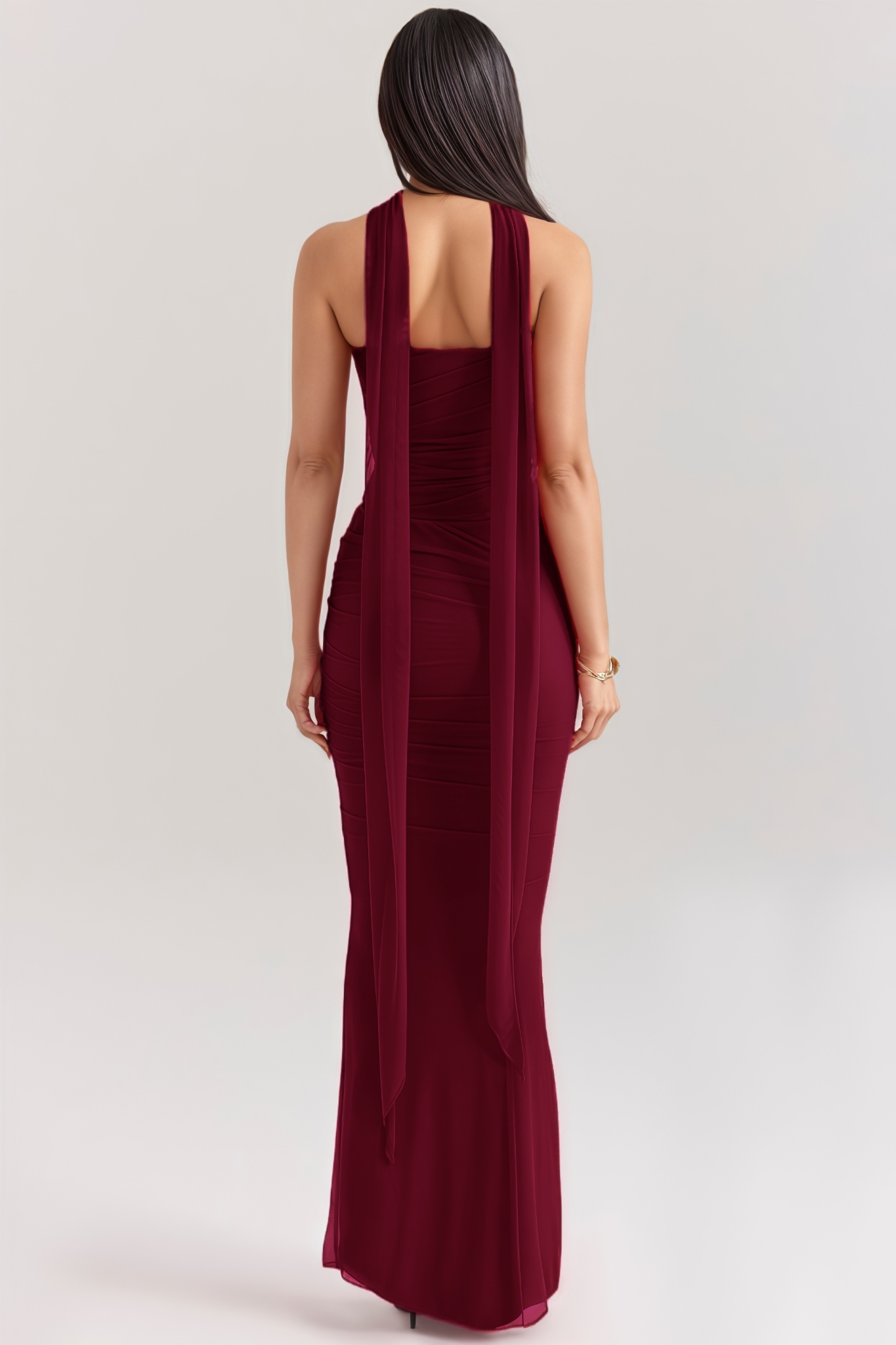 Kaelnt Red Halter Maxi Dress Set