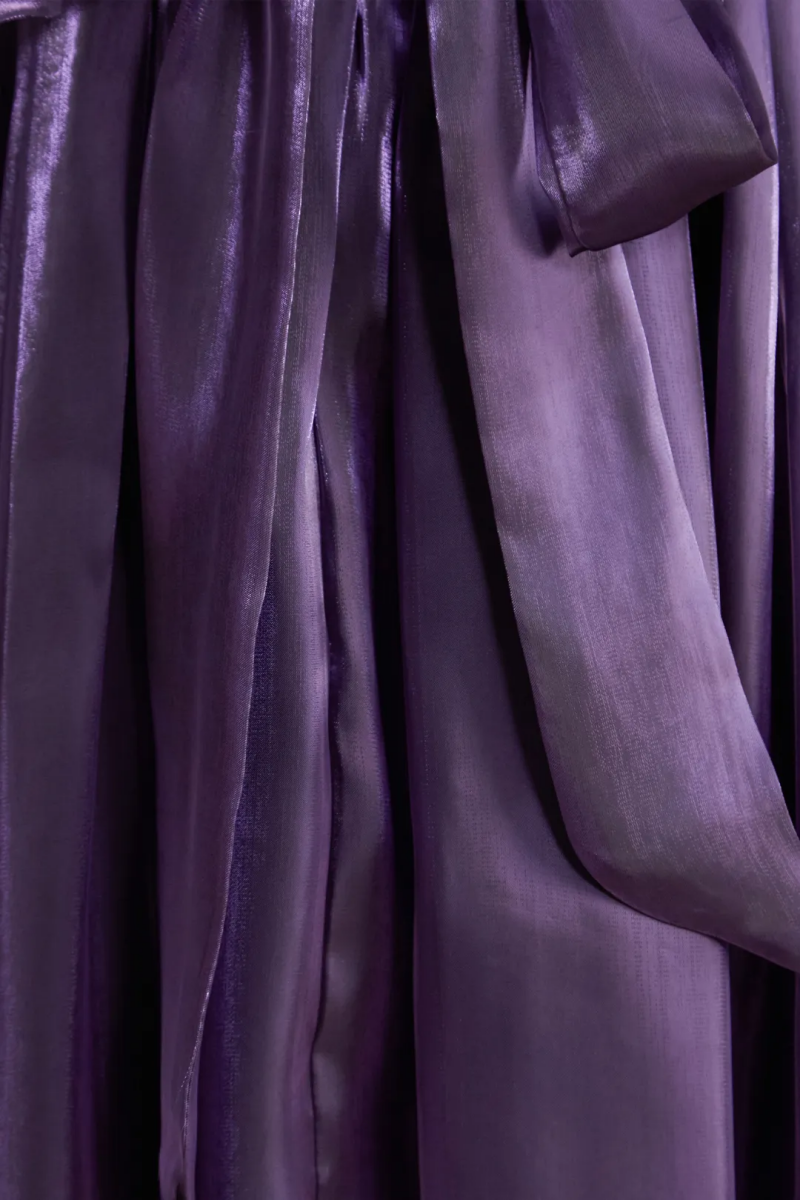 Mcelig Purple Ruffled Puff Sleeve Maxi Dress