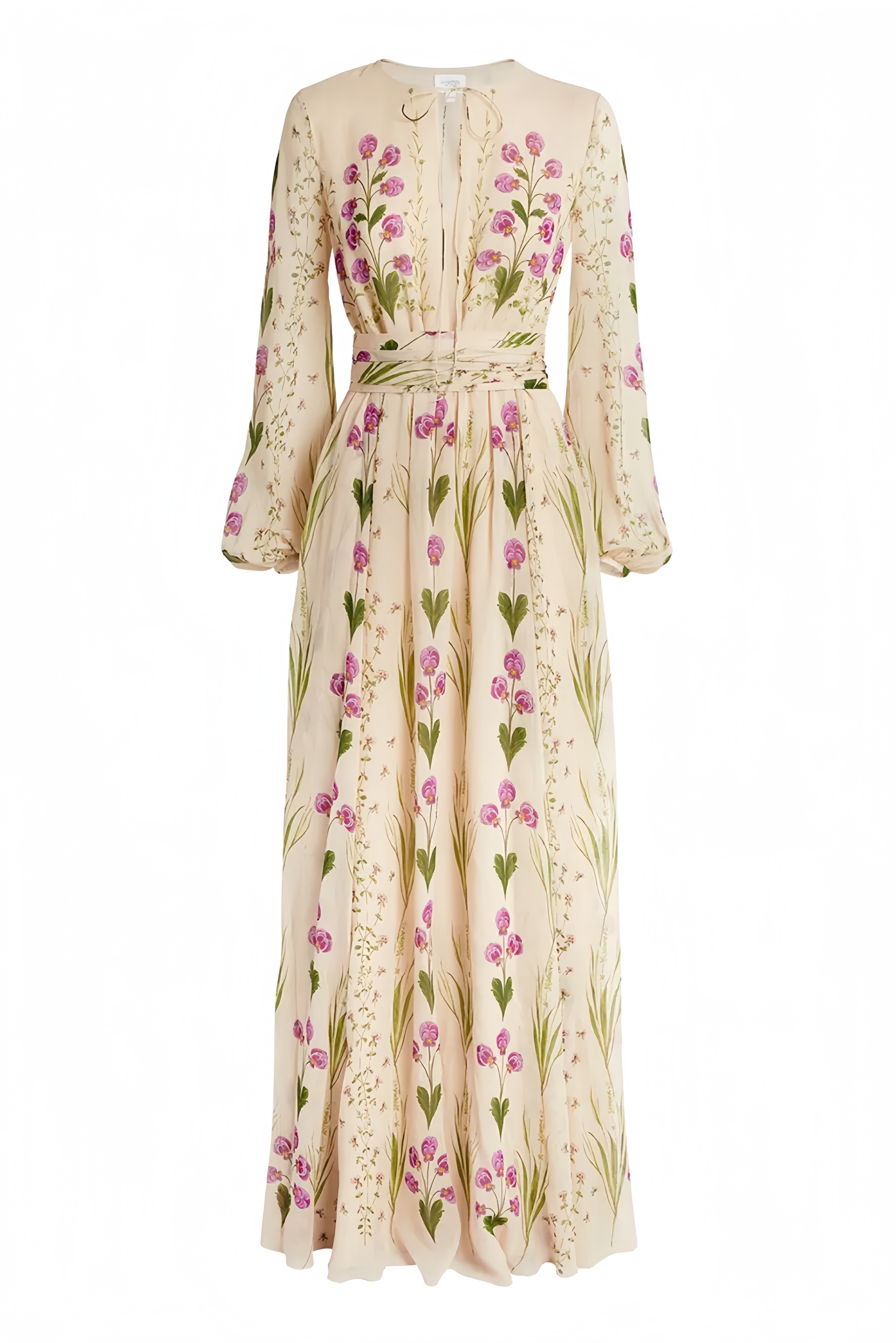 Cressida Floral Lace Up Long Sleeve Maxi Dress