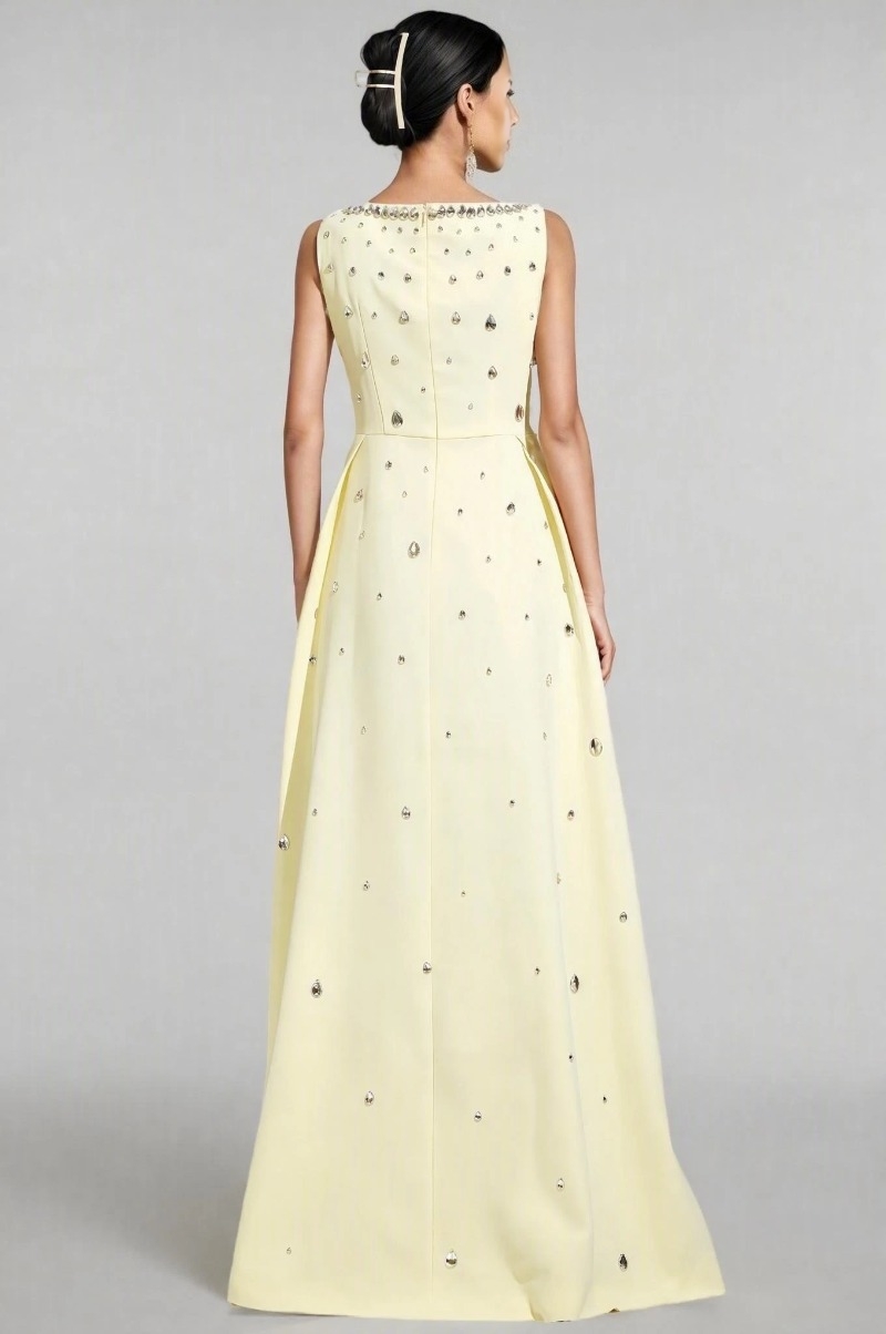 Vavro Yellow Diamond Maxi Dress