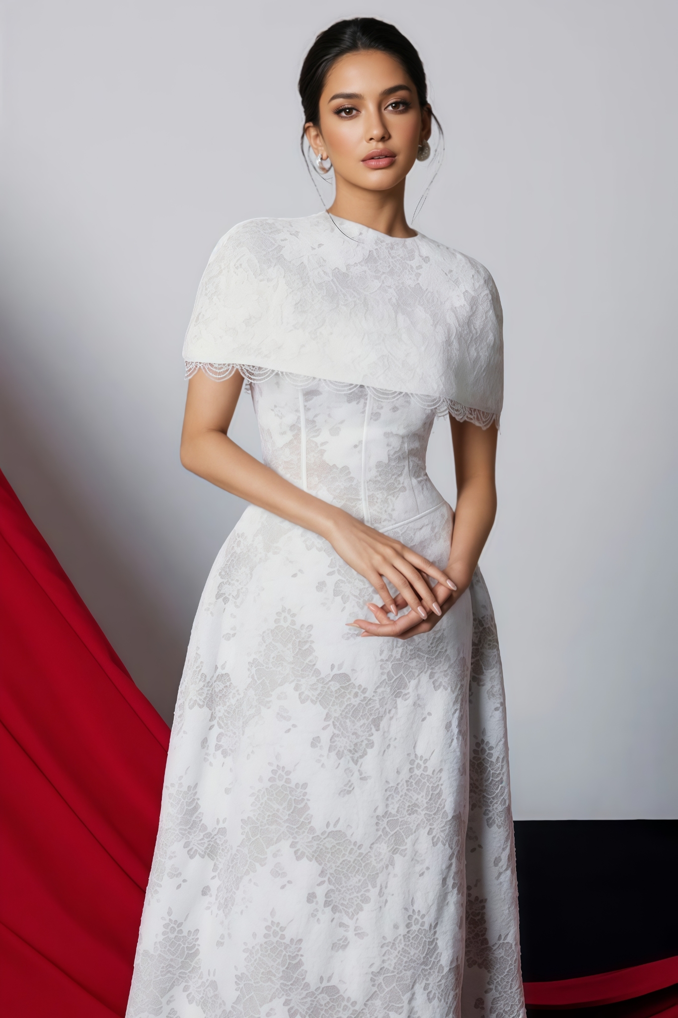 Manya White Floral Lace Maxi Dress