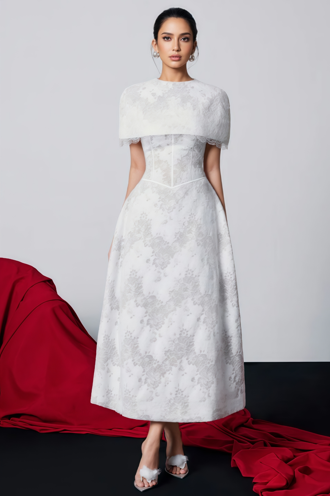 Manya White Floral Lace Maxi Dress
