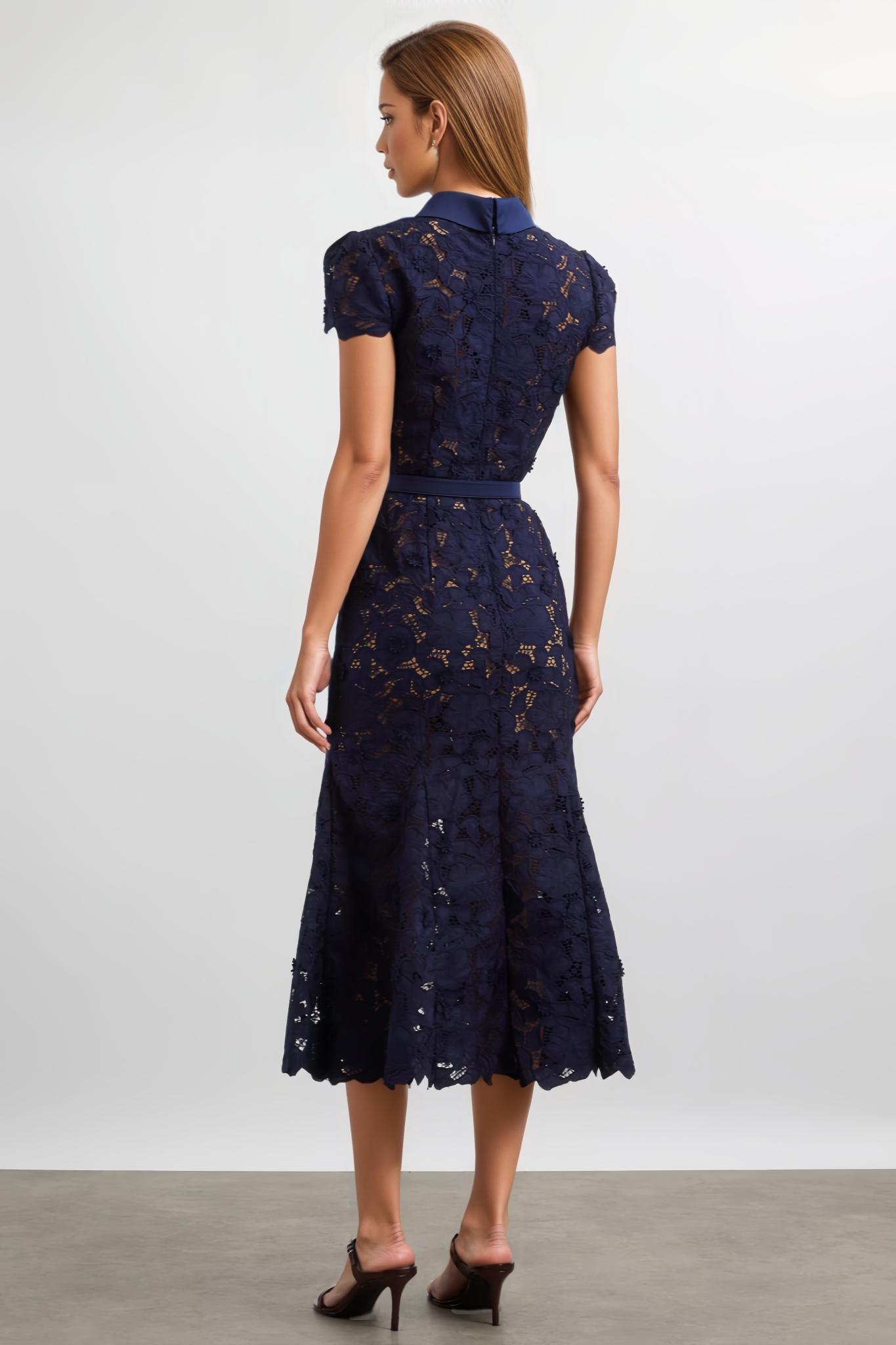Rylise Blue Lace Midi Dress