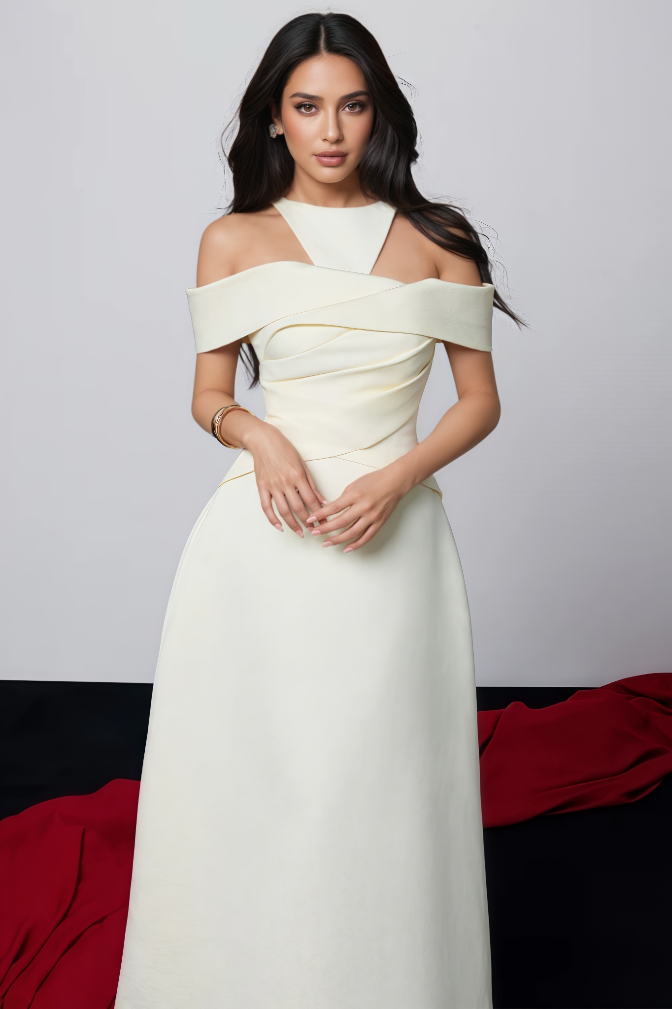 Kylia Off Shoulder Draped Maxi Dress