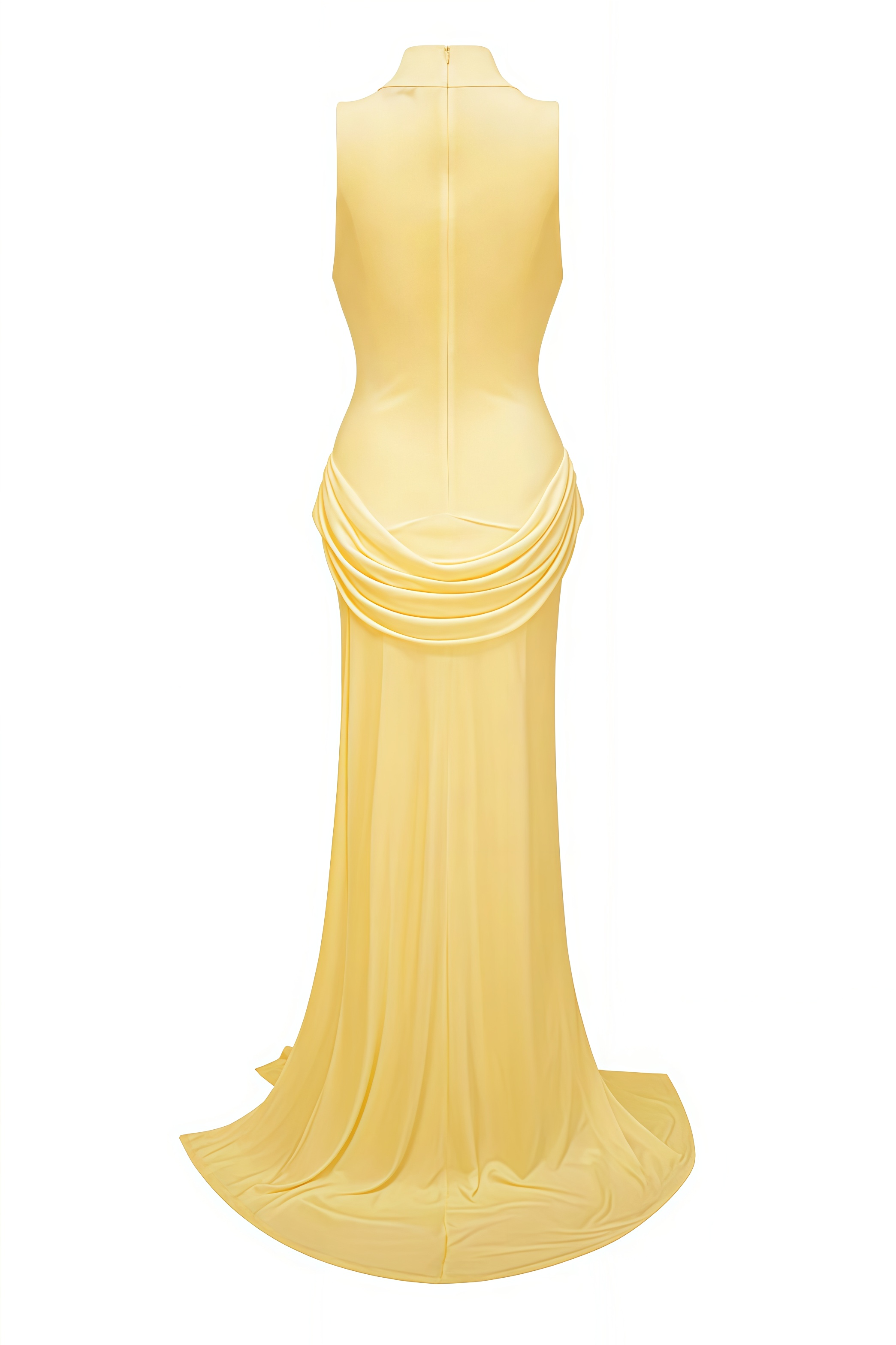 Gurin Yellow Draped Slit Maxi Dress