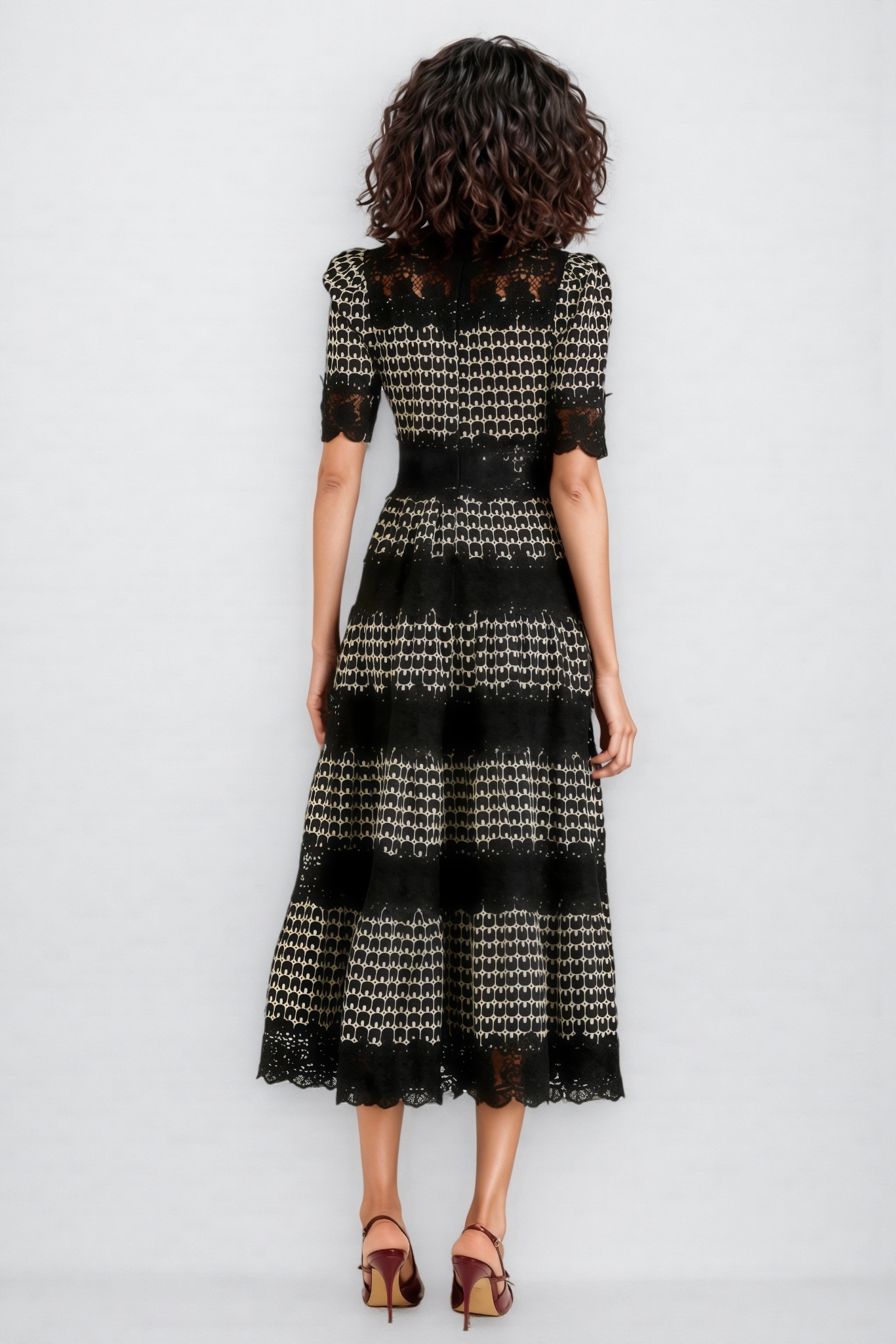 Cleo Lace Embroidery Short Sleeve Midi Dress