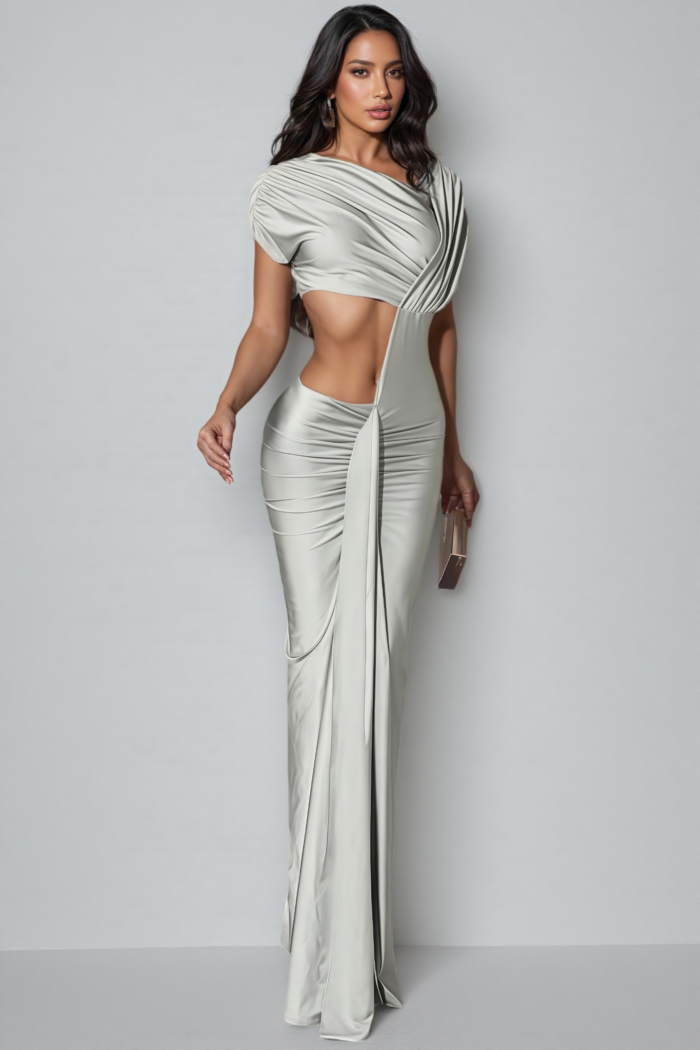 Cris Ruched Cut Out Maxi Dress