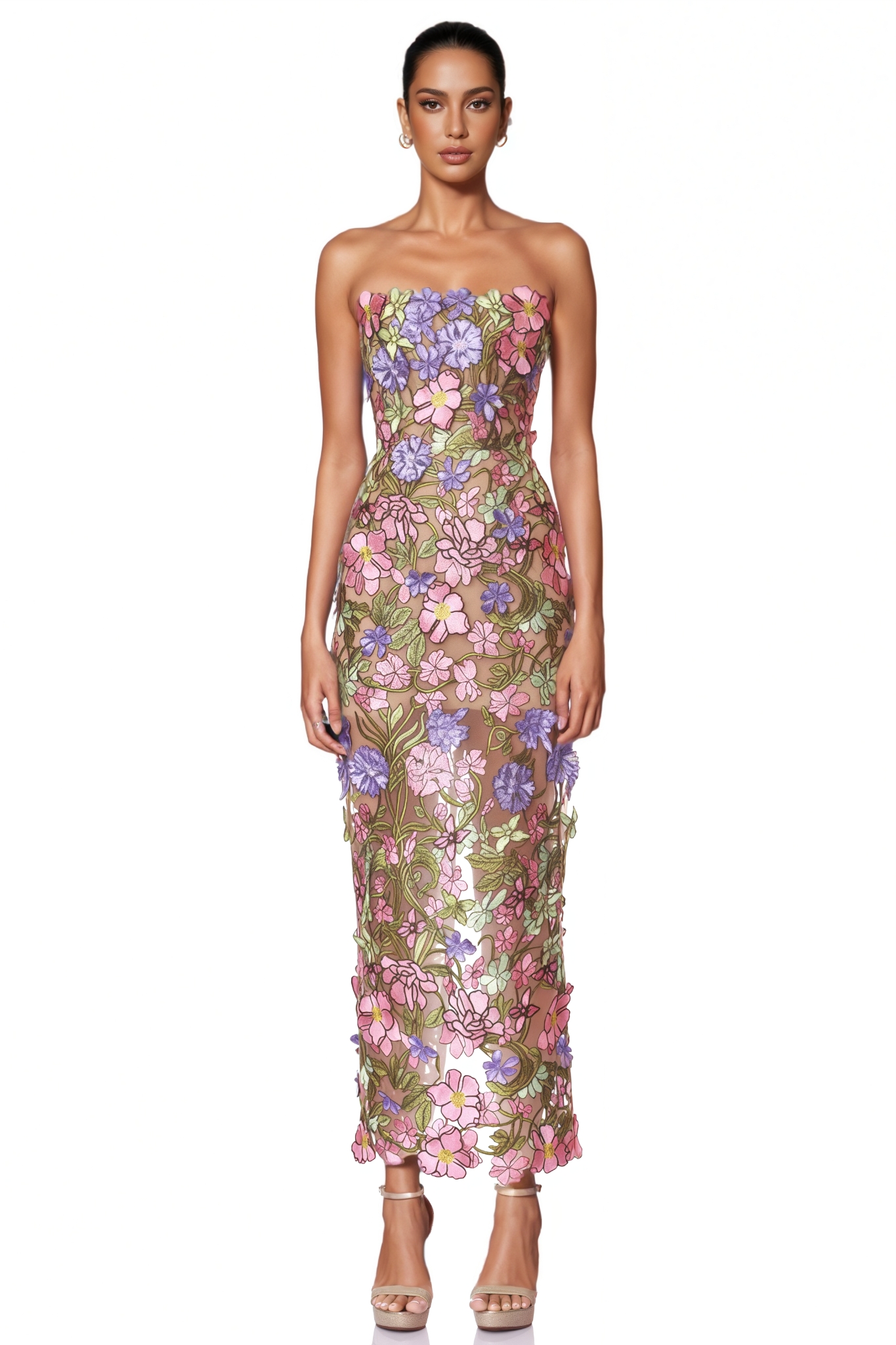 Iseila Floral Strapless Maxi Dress