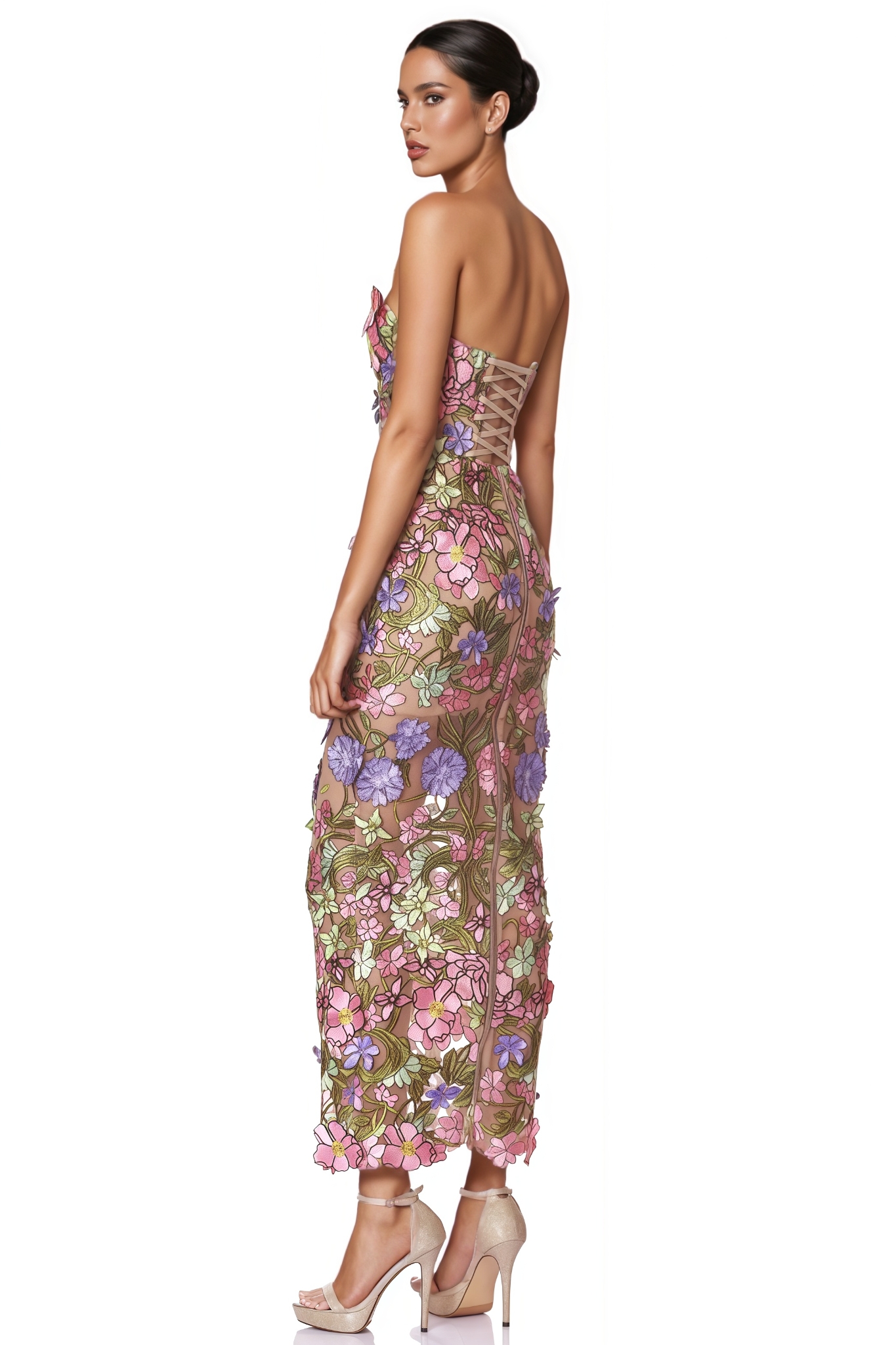 Iseila Floral Strapless Maxi Dress