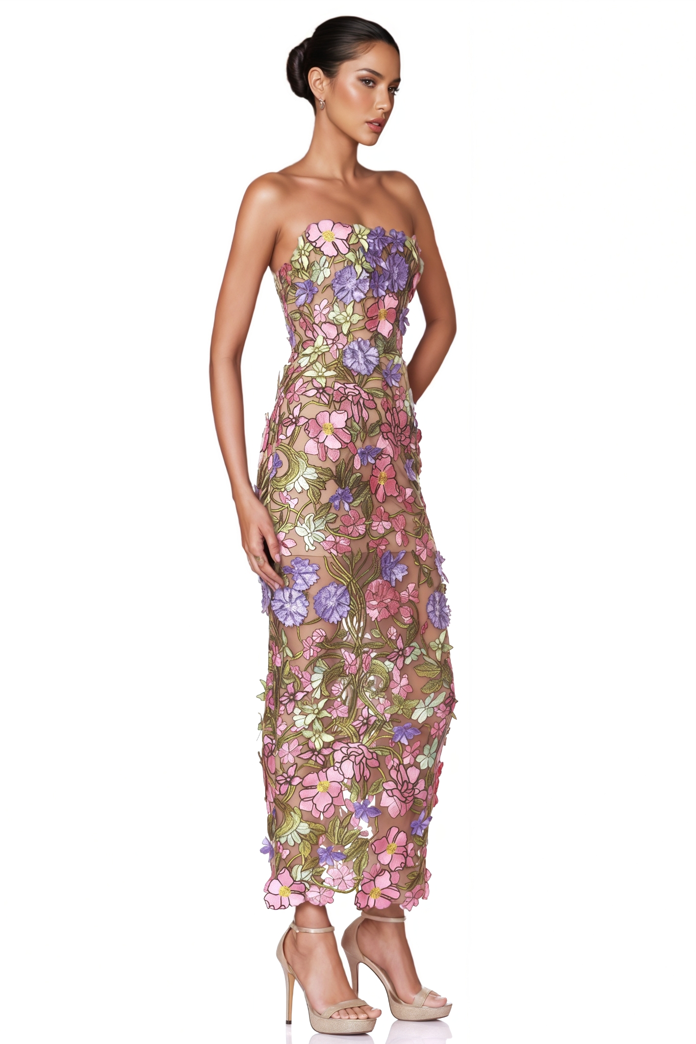 Iseila Floral Strapless Maxi Dress