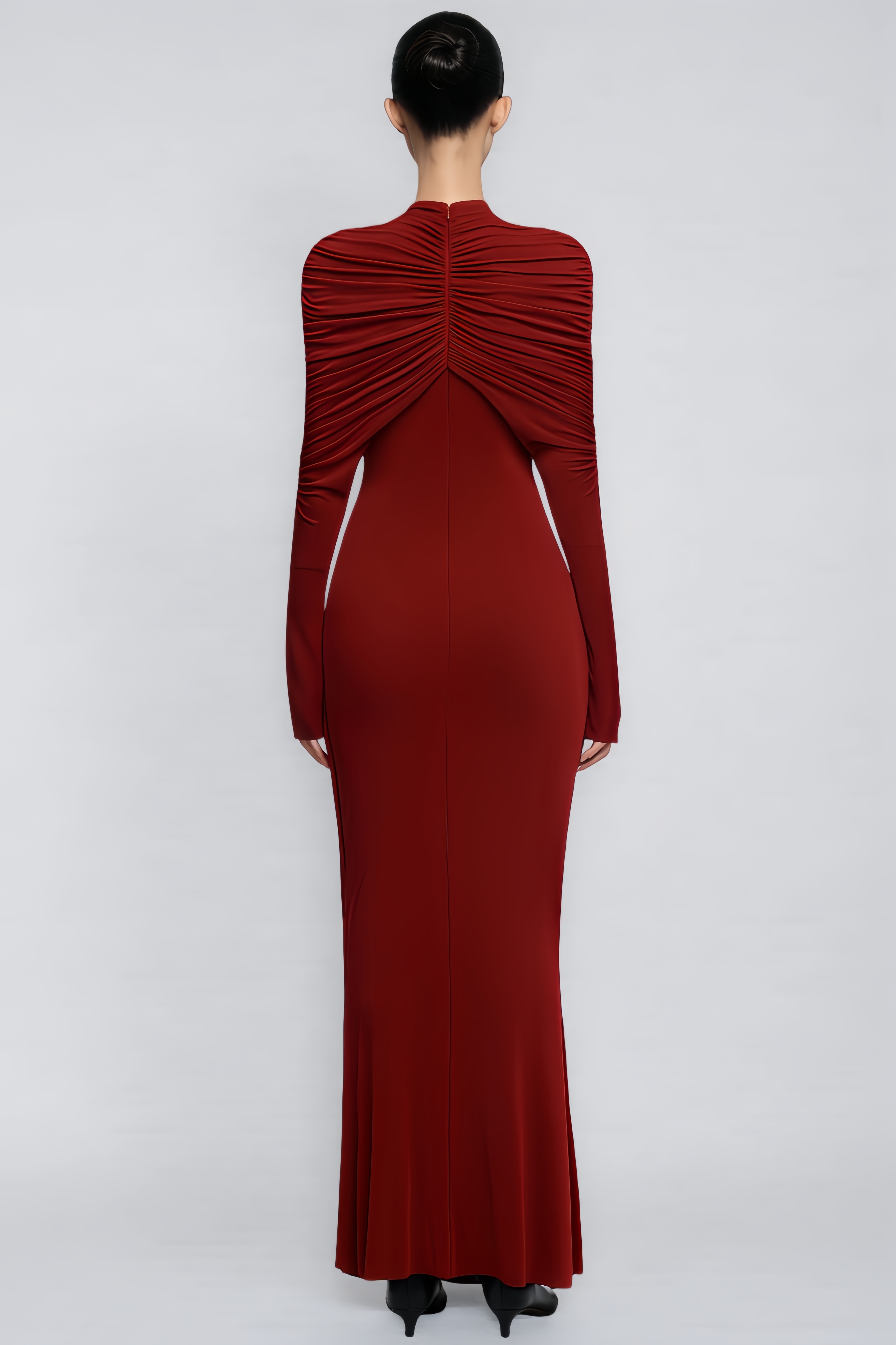 Jayden Red Ruched Maxi Dress