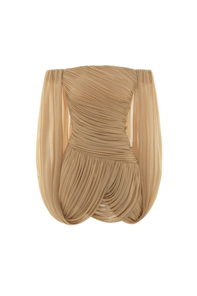 William Off Shoulder Ruched Mini Dress