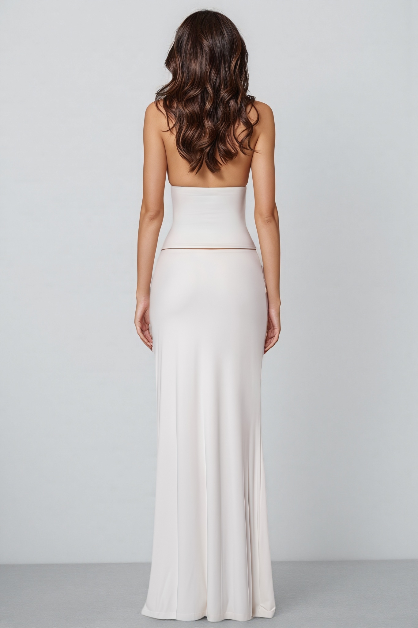 Romy White Halter Neck Maxi Dress Set