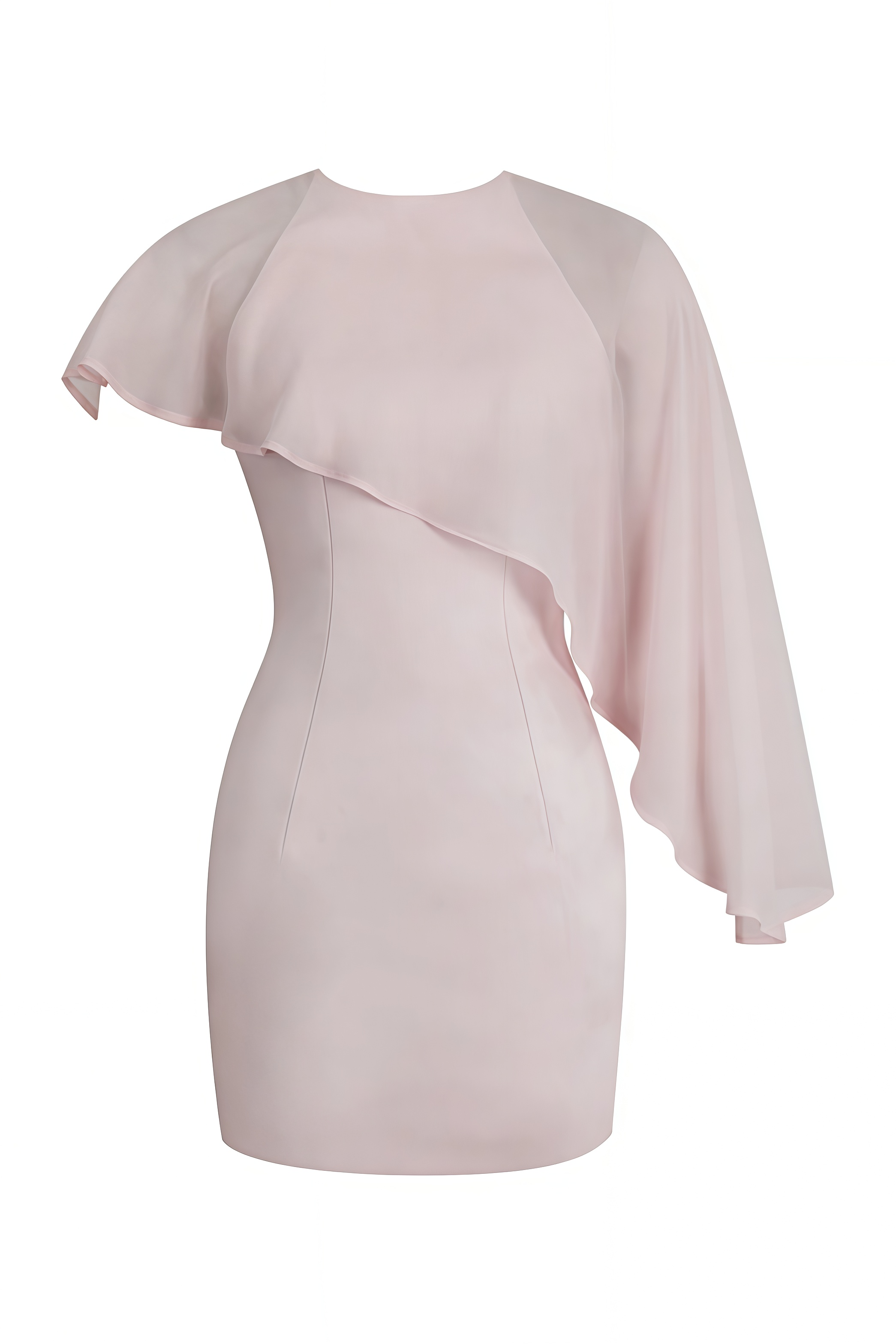 Slrany Pink Asymmetrical Cape Mini Dress