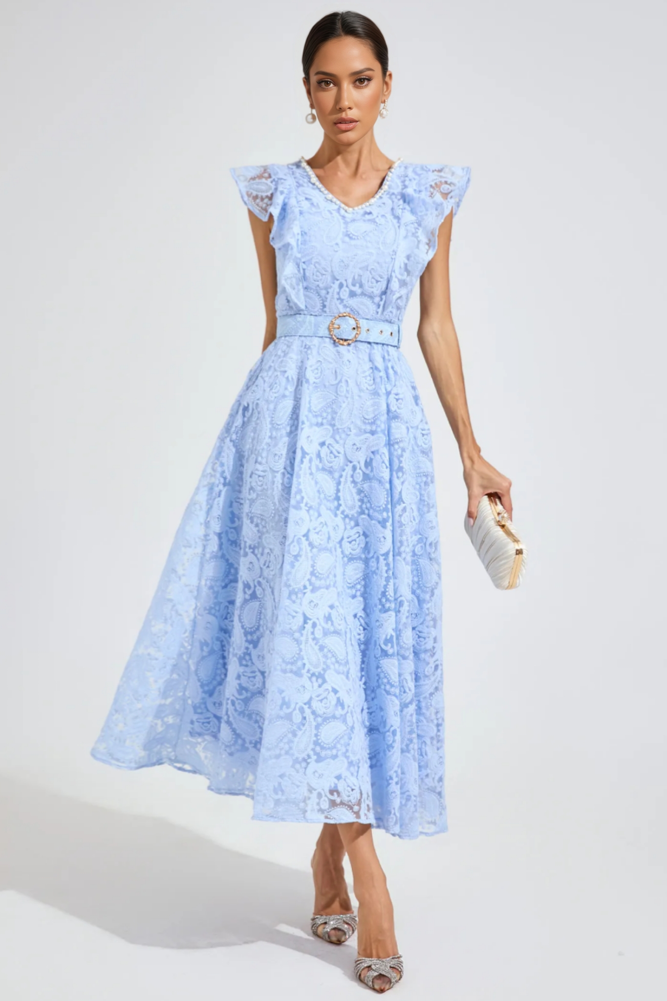 Barbara Sapphire Blue Wrap Midi Dress