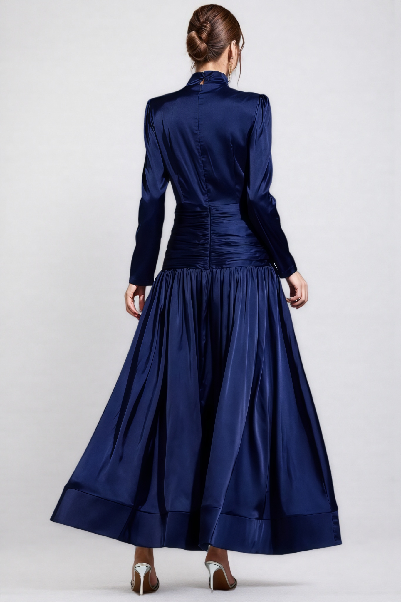 Buenx Blue Long Sleeve Diamond Maxi Dress