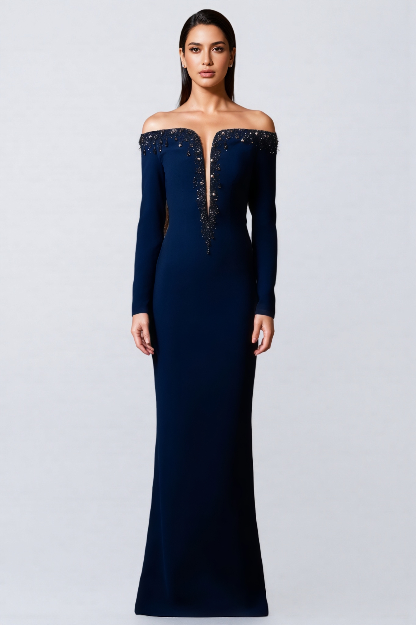 Janiyah Blue Sequin Long Sleeve Maxi Dress