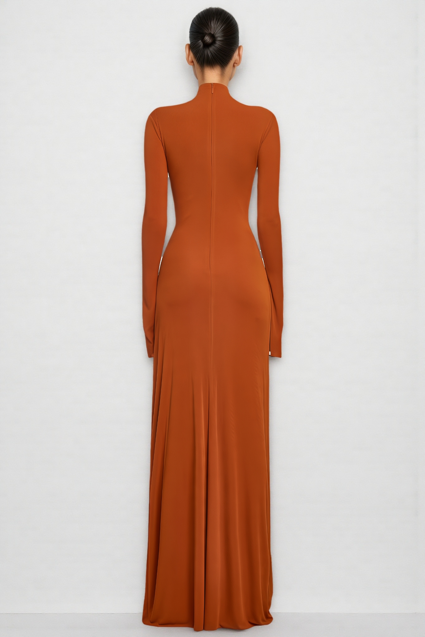 Bevand Orange Long Sleeve Ruffled Maxi Dress