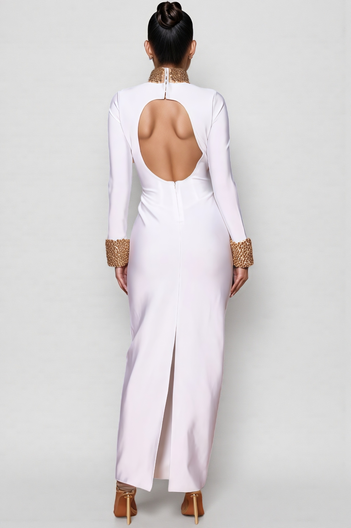 Nita White Embellished Maxi Dress