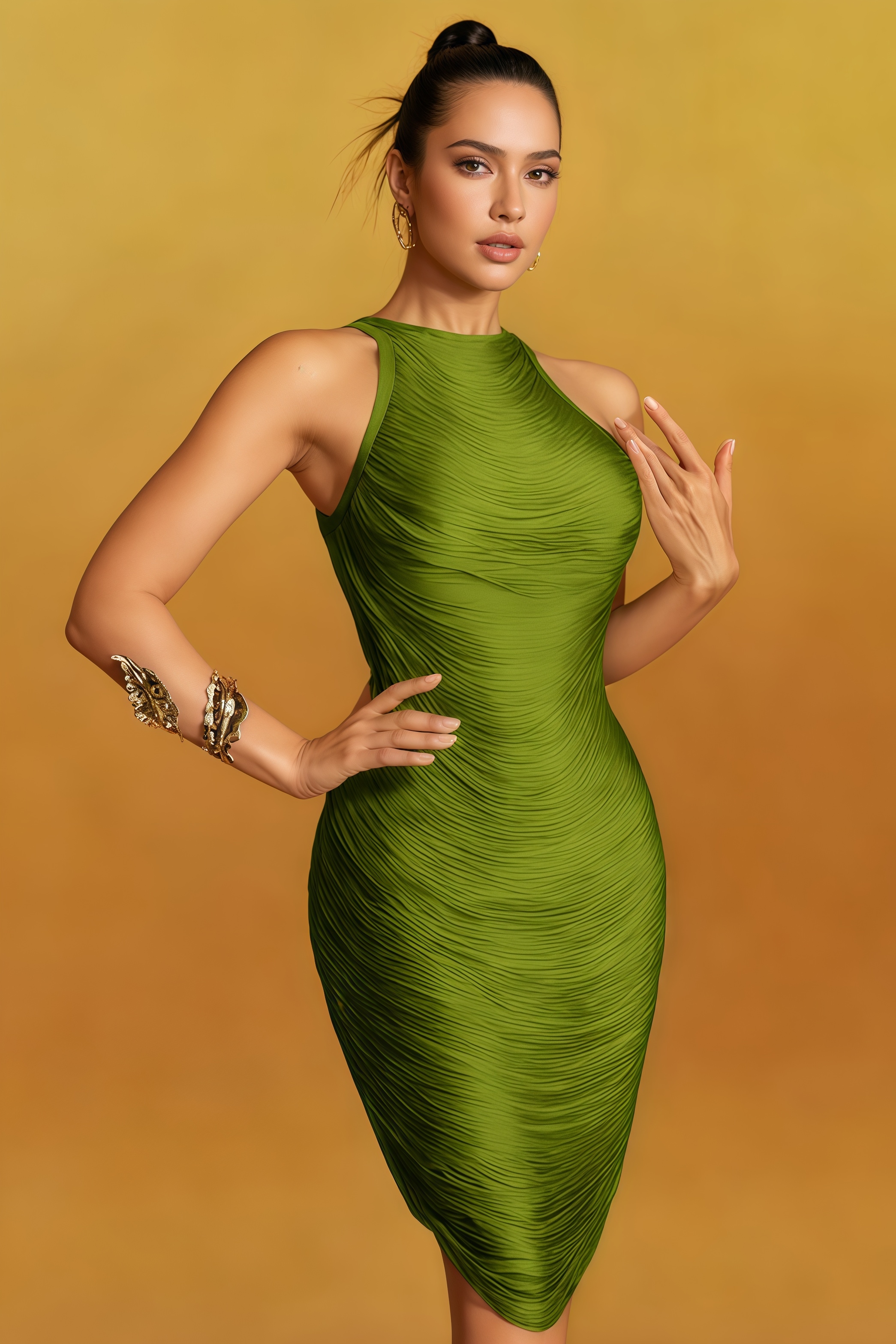 Eznrot Green Sleeveless Fringe Bandage Mini Dress