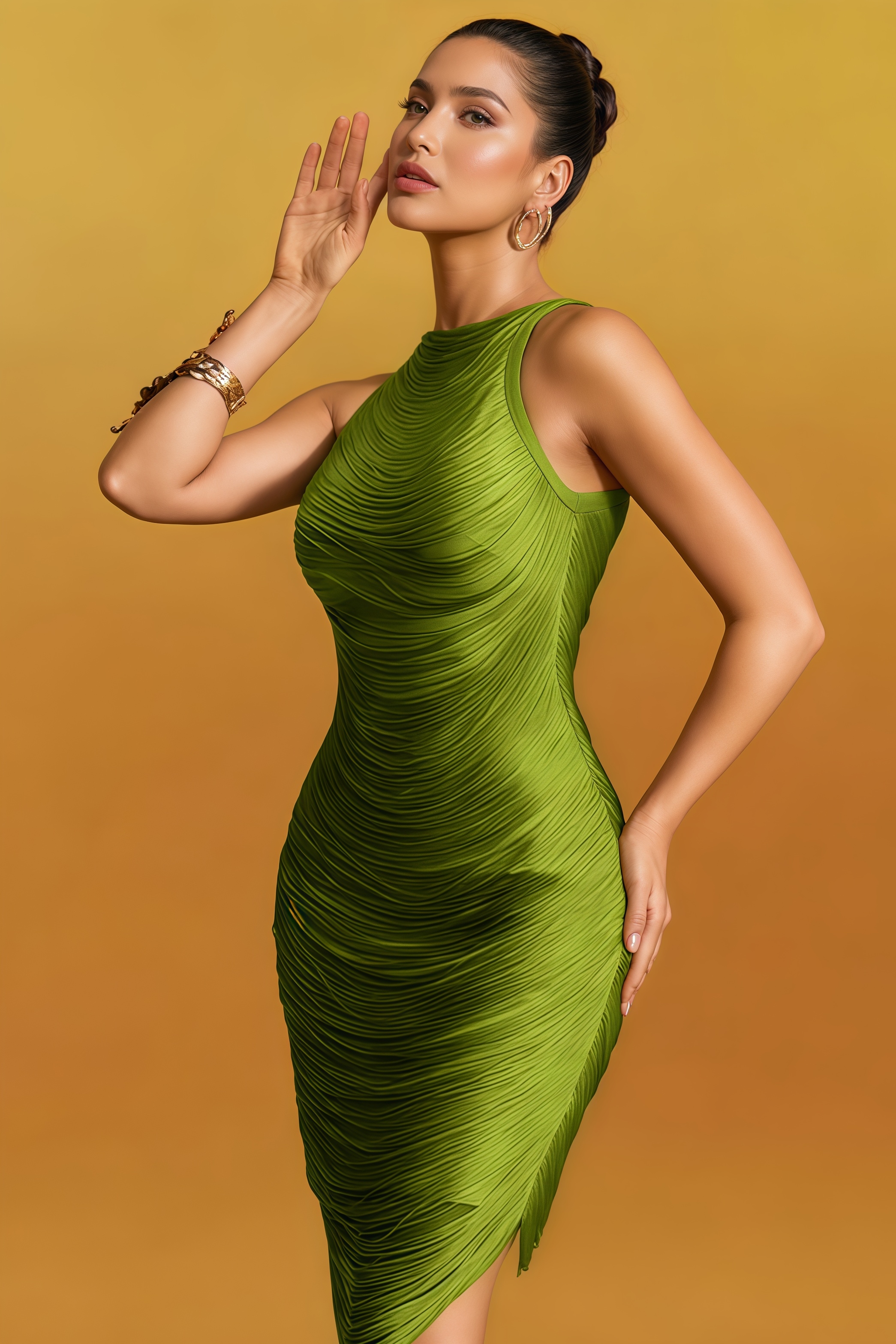 Eznrot Green Sleeveless Fringe Bandage Mini Dress