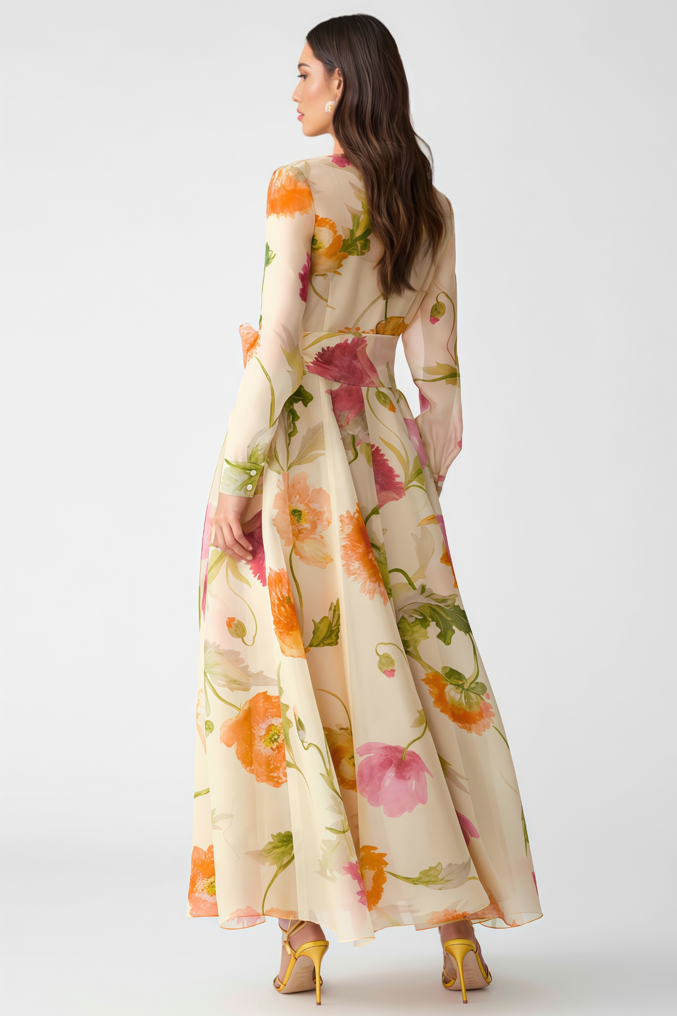 Orline Long Sleeves Floral Printed Maxi Dress