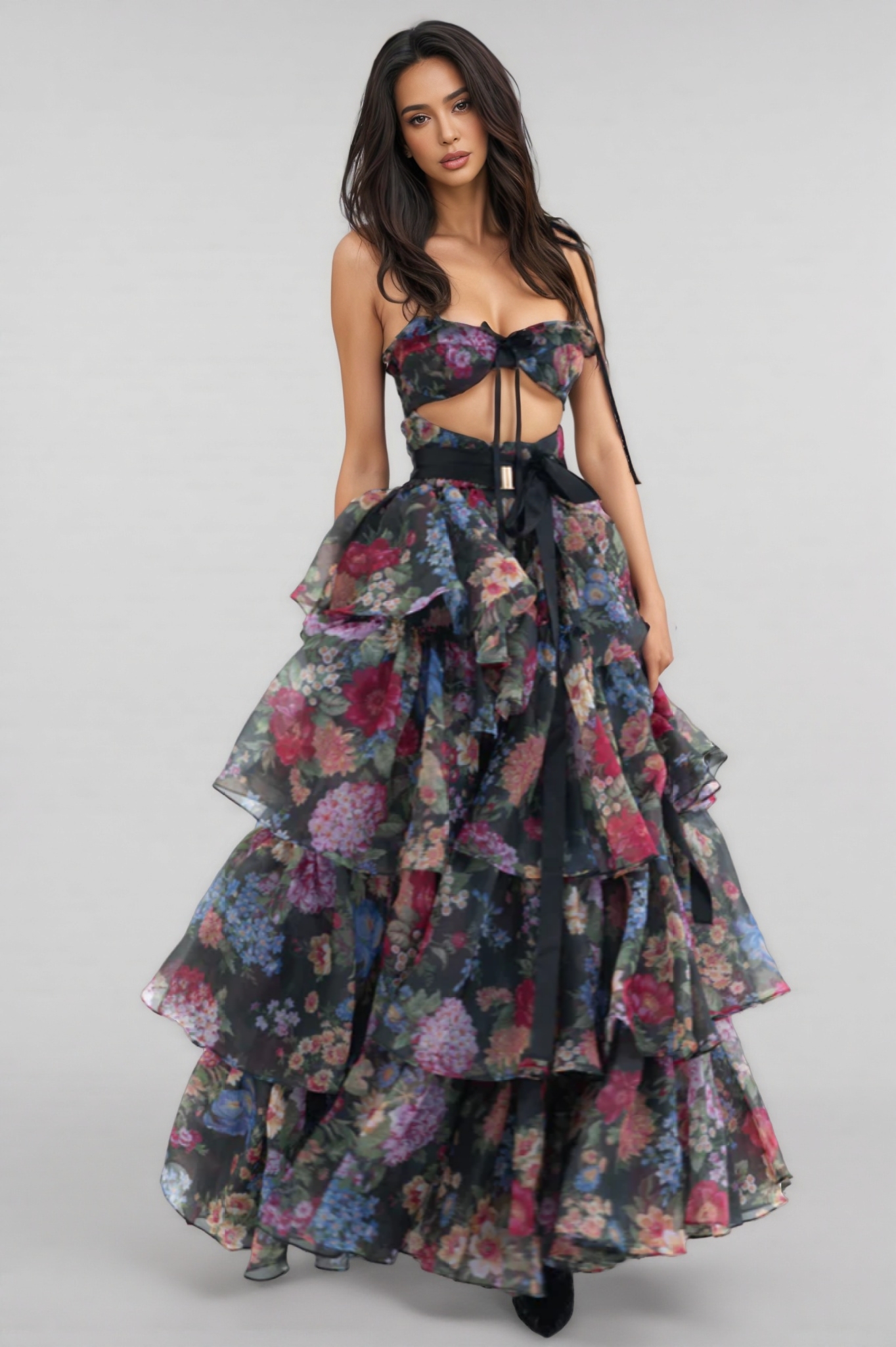 Jary Strapless Floral Maxi Dress