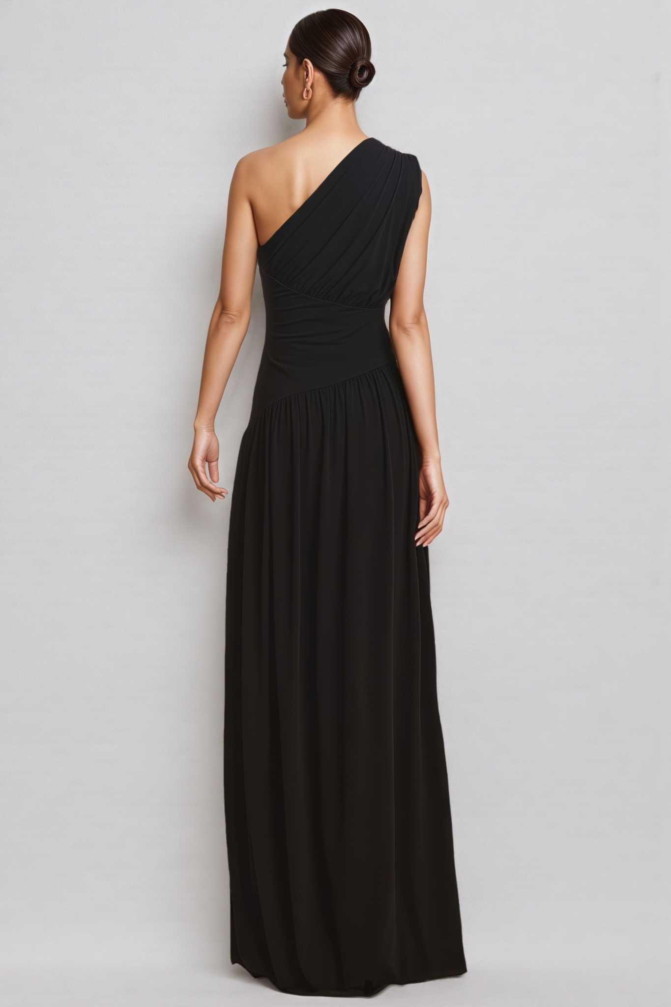 Stella Black One Shoulder Pleated Maxi Dress