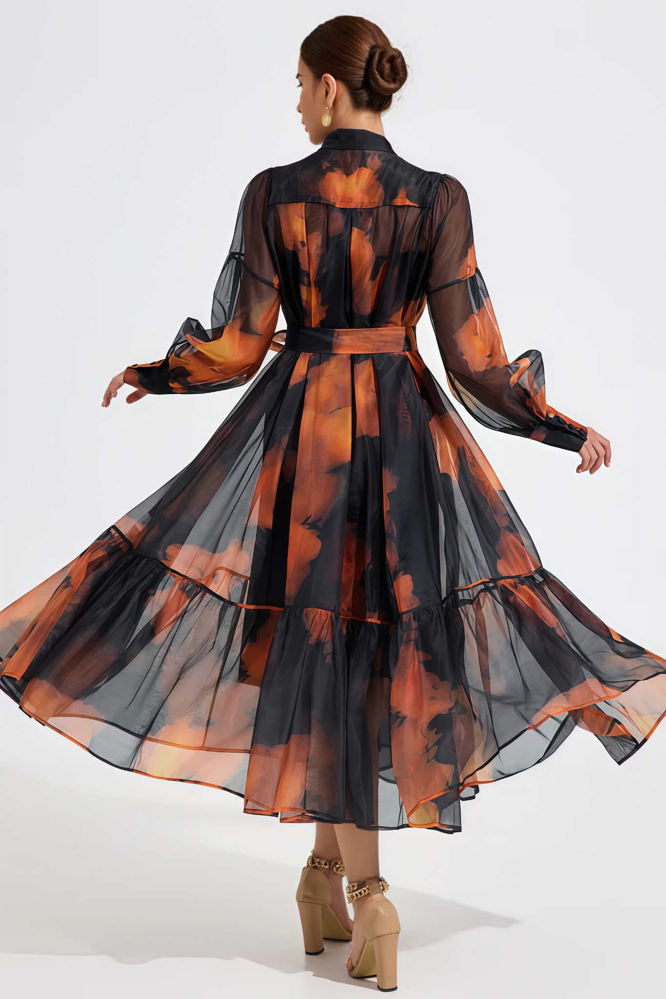 Urwint Printed Chiffon Maxi Dress