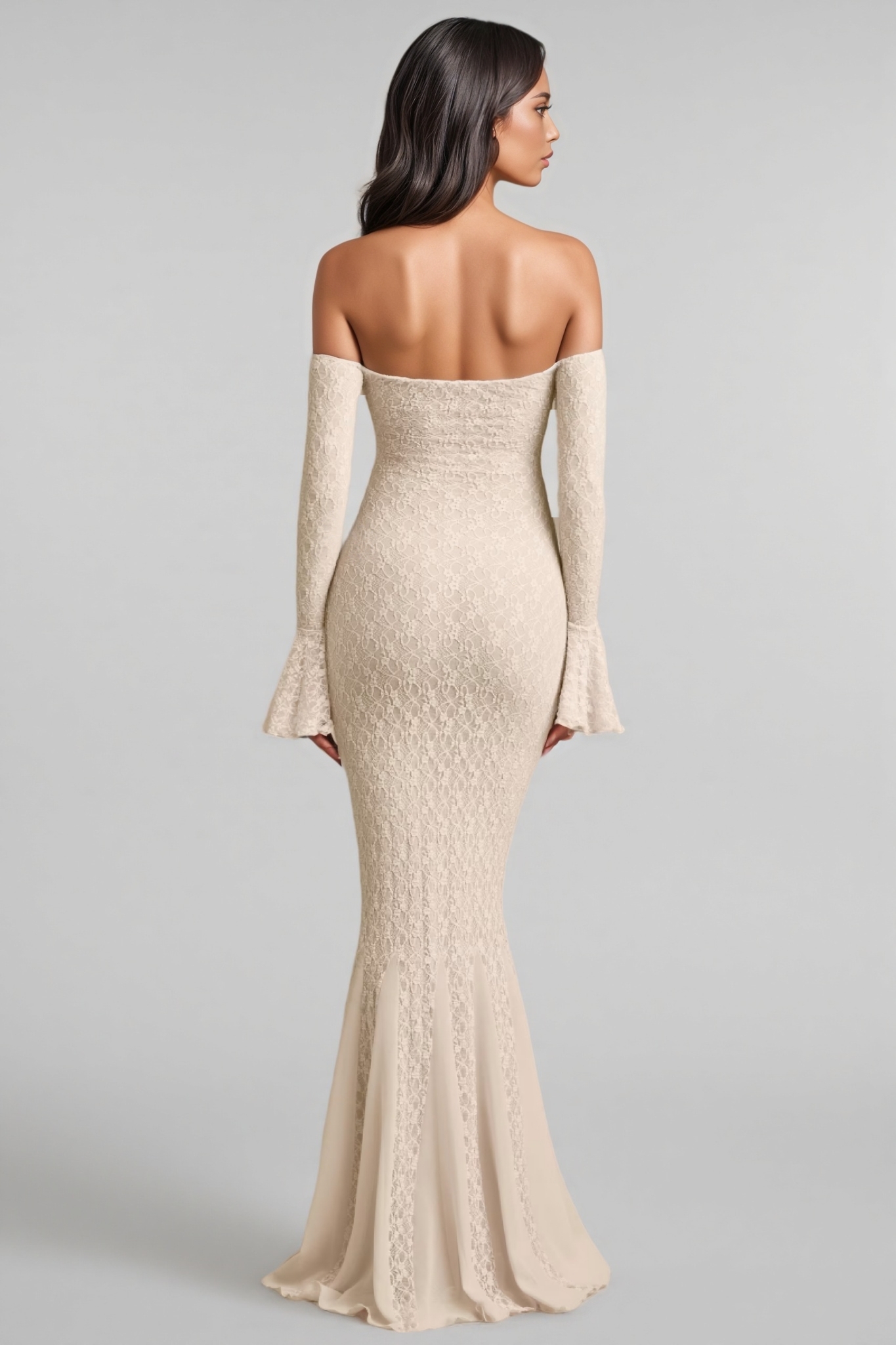 Kaeln Off-Shoulder Ruffle Lace Maxi Dress