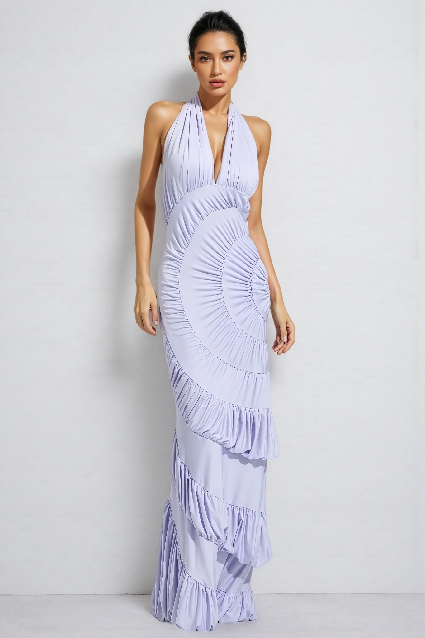 Wyale Purple Halter Neck Mermaid Maxi Dress