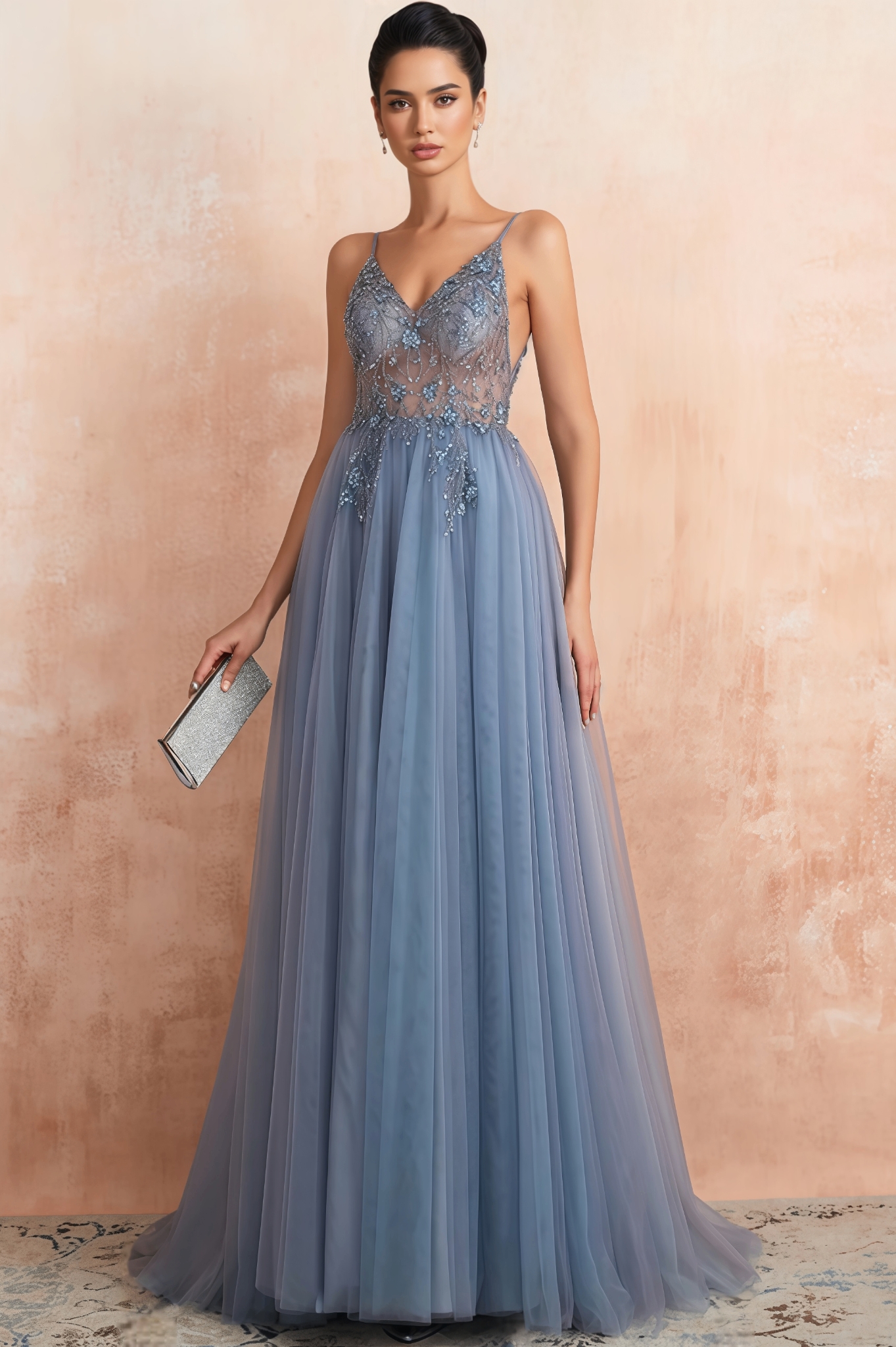 Luz Mesh and Diamond Maxi Dress