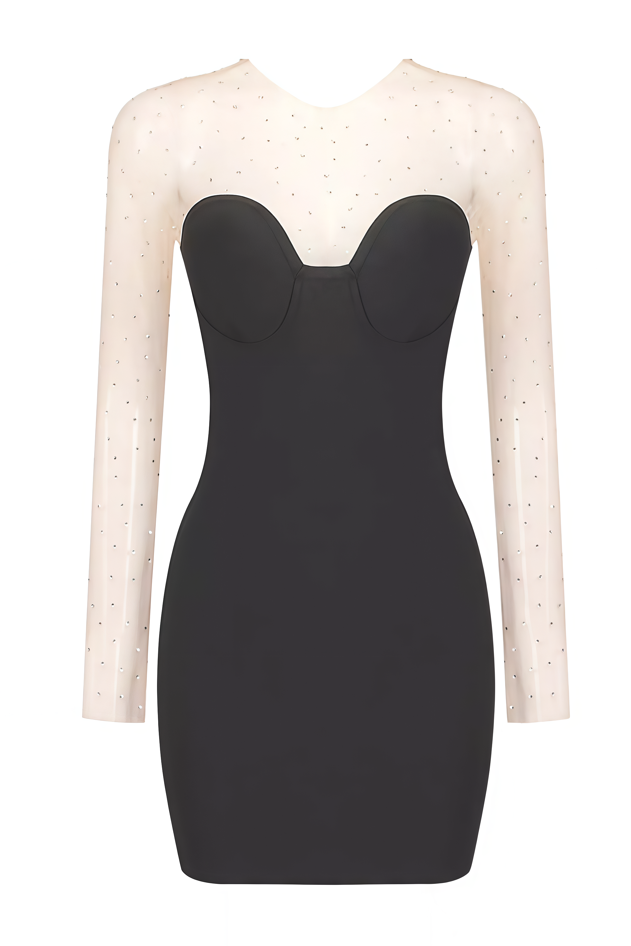 Hettiay Black Beaded Bandage Mini Dress