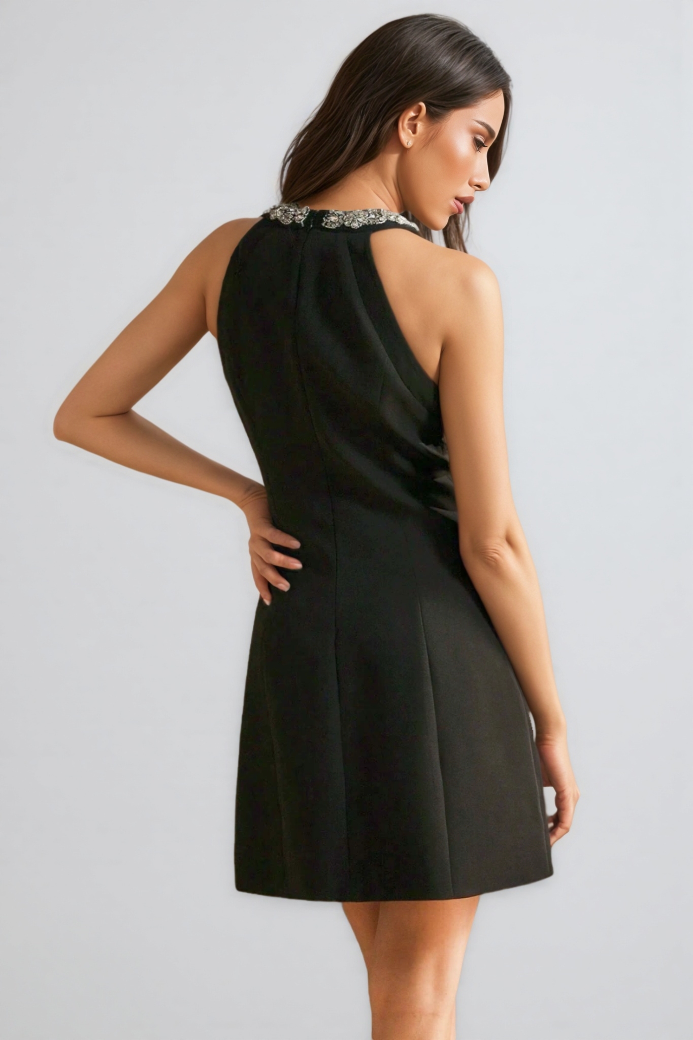 Angesd Round Neck Sparkling Mini Dress