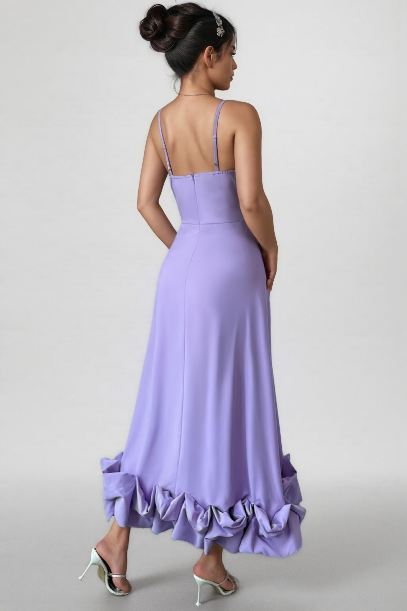 Karia U-Neck Large Hemline Maxi Dress-Purple