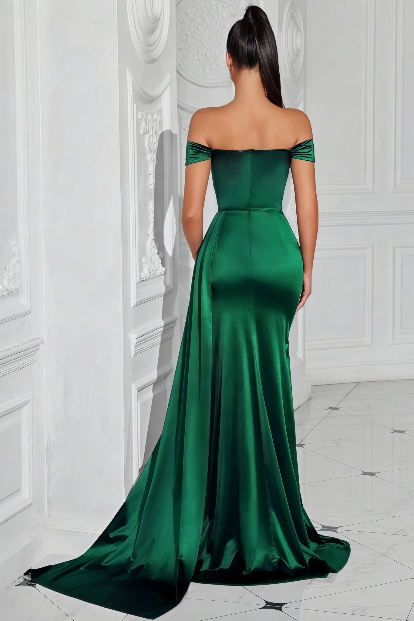 Idonay Green Strapless Split Maxi Dress