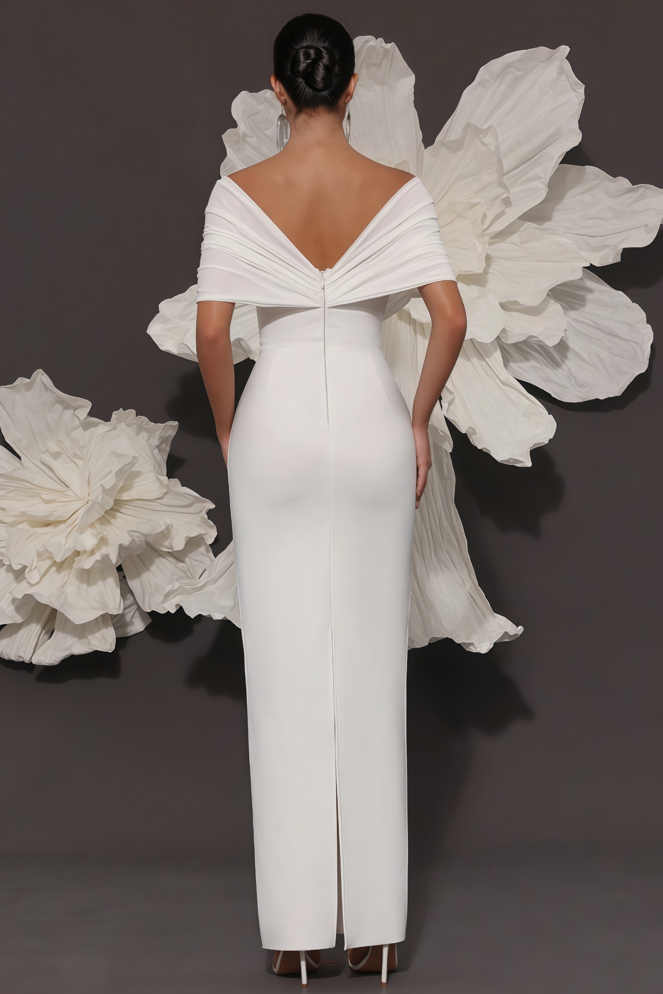 Oonan White Strapless Mesh Midi Dress