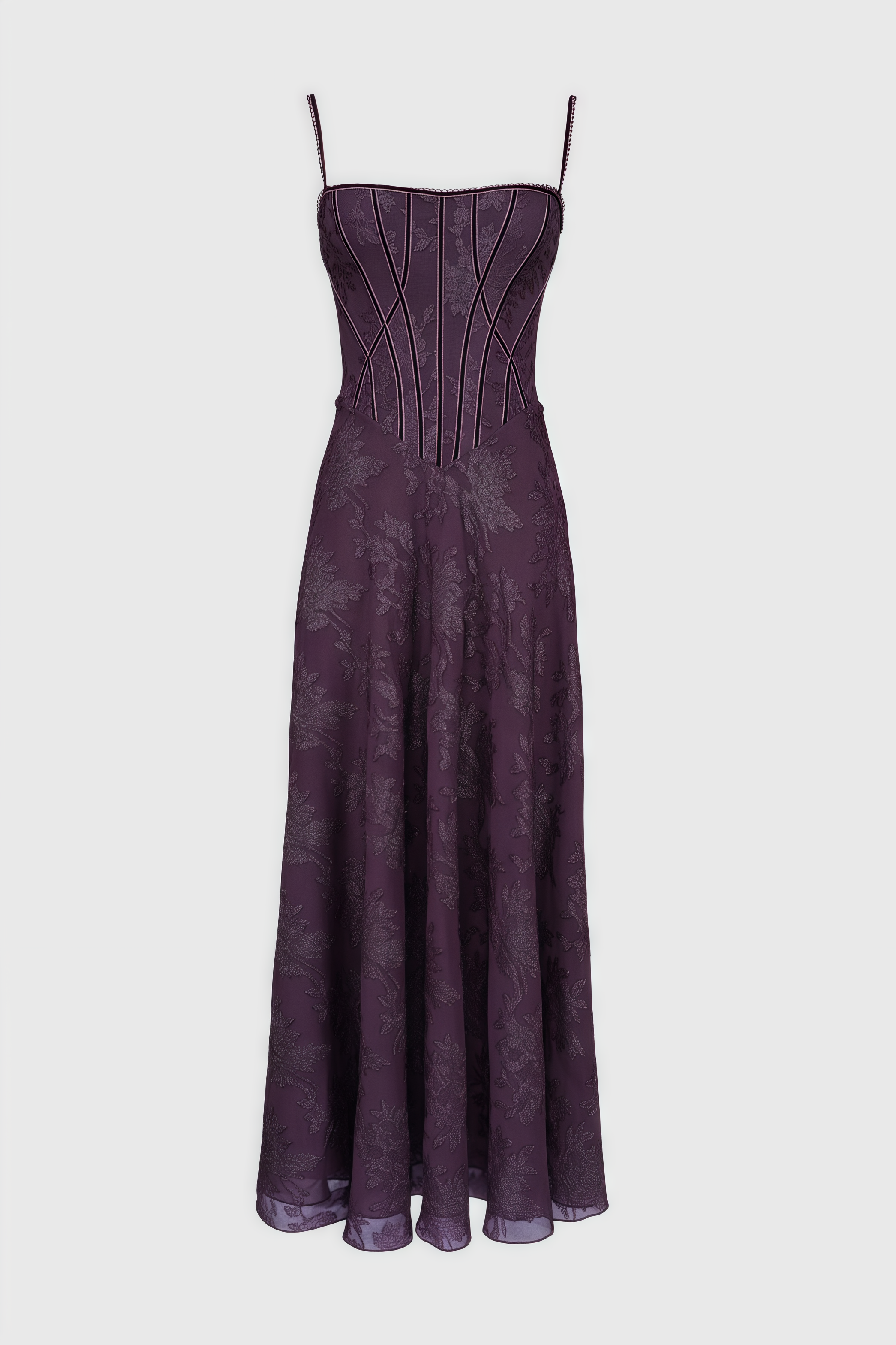Celeste Purple Sequin Flower Lace Maxi Dress
