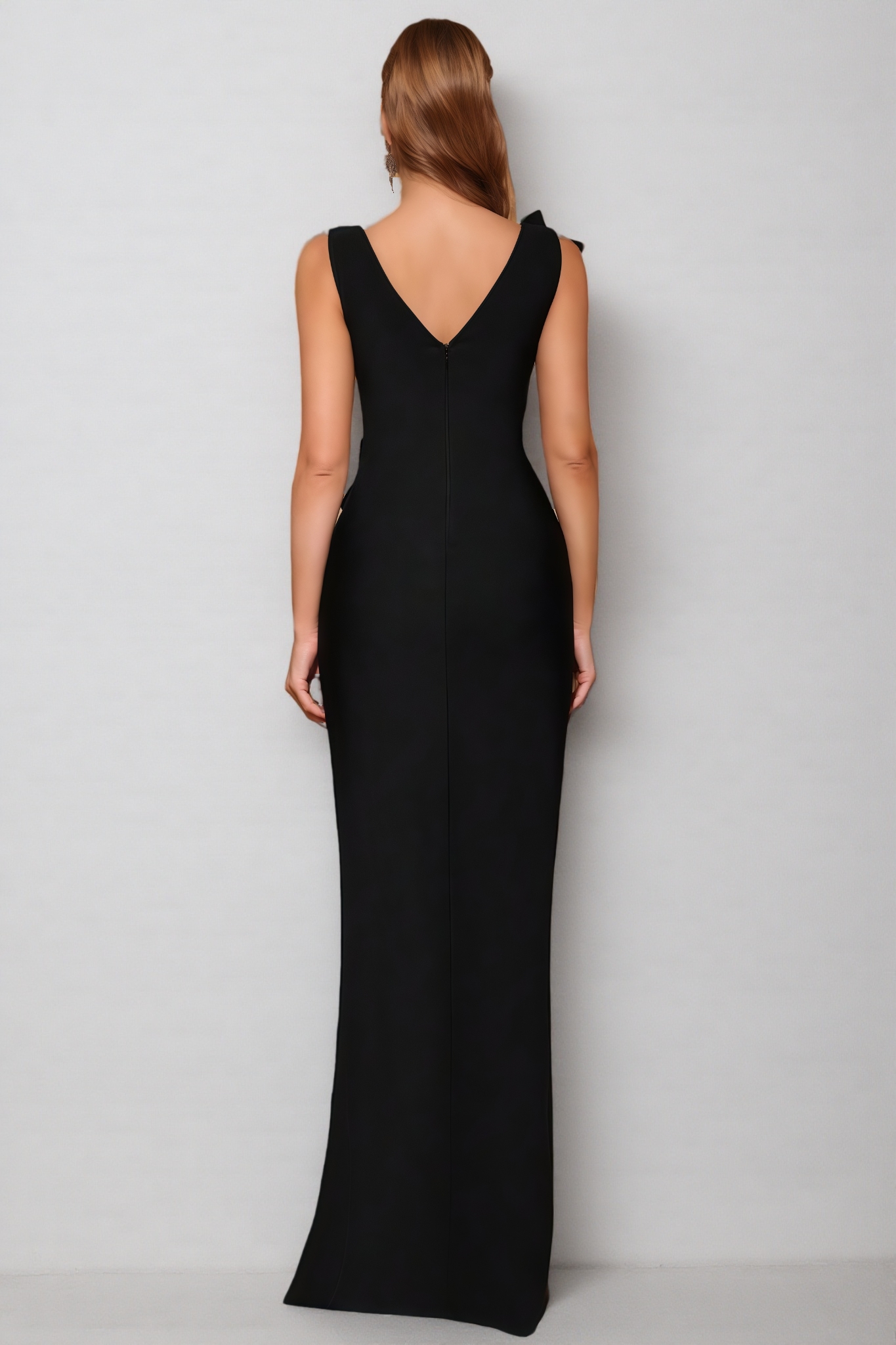 Ferean Diamond Studded Floral Bandage Maxi Dress