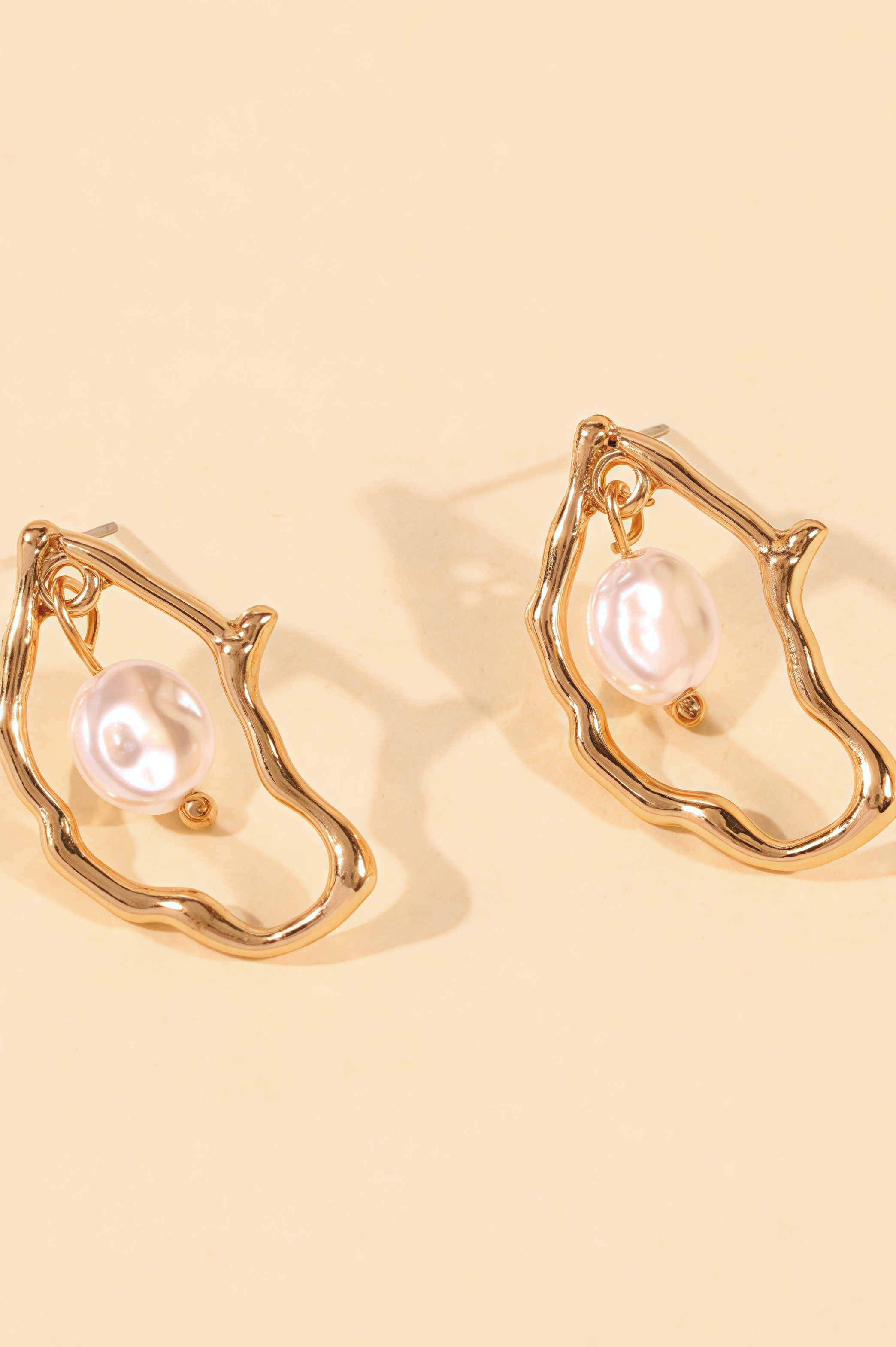 Adriel Pearl Dangle Irregular Hoop Stud Earrings